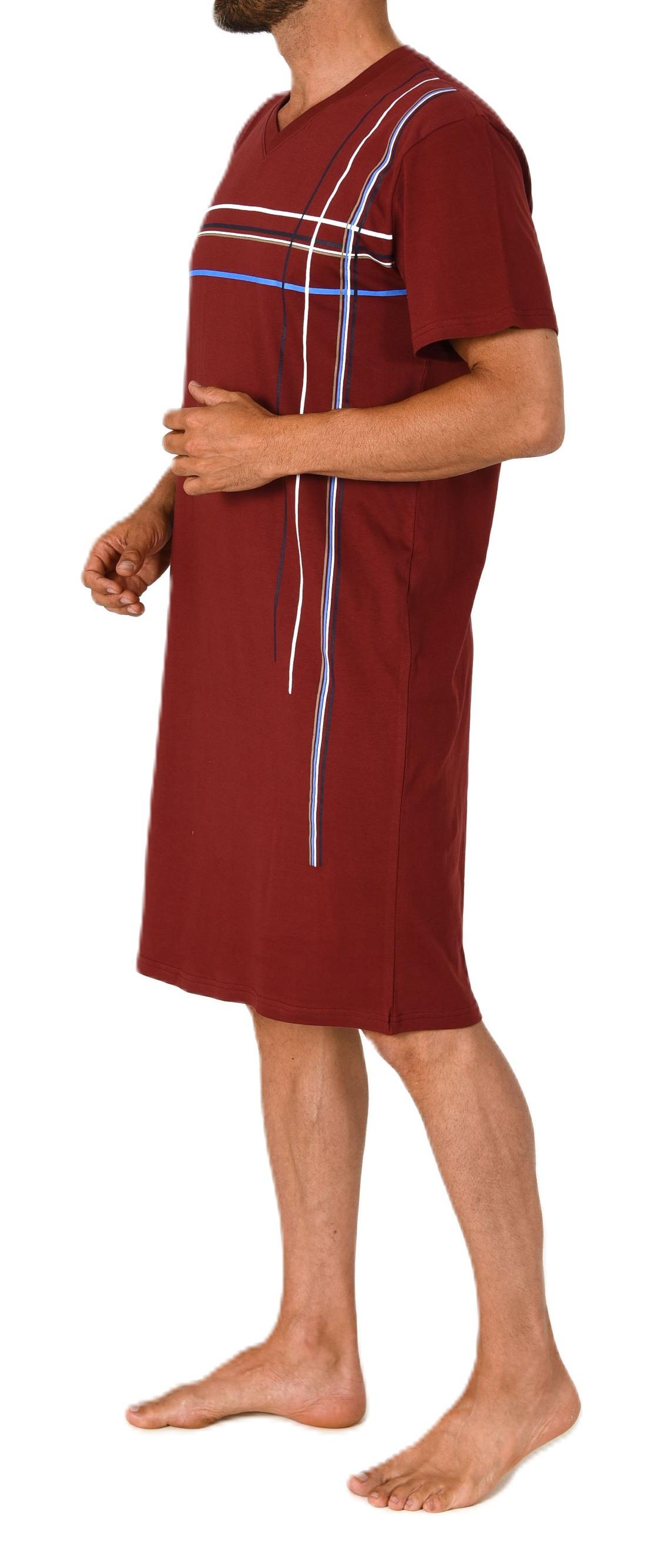 Normann Herren kurzarm Nachthemd mit eleganten Frontprint - auch in Übergrössen