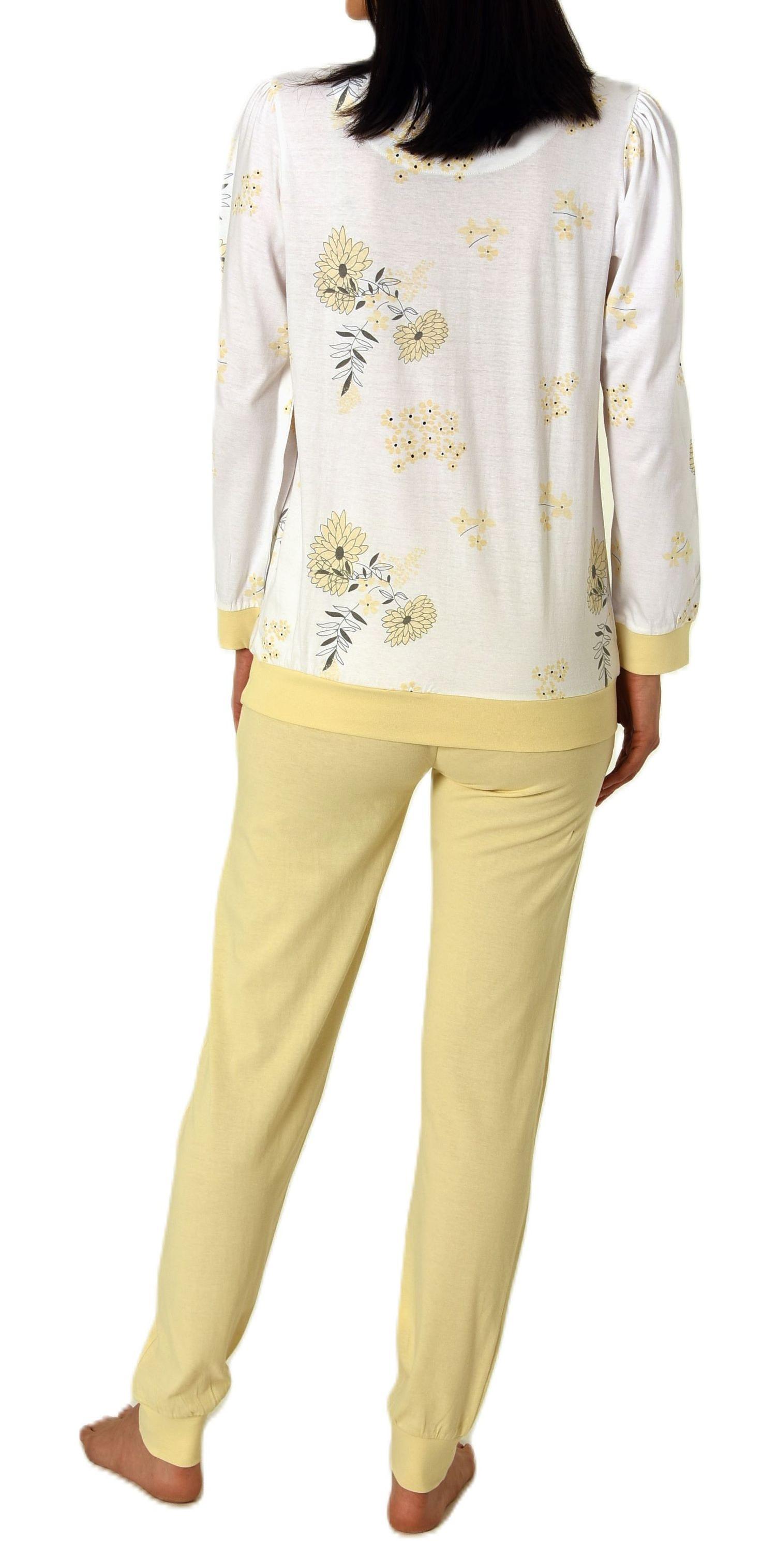 Normann Damen fraulicher Langarm Schlafanzug Pyjama mit Bündchen in Klassischer Optik Normann Damen fraulicher Langarm Schlafanzug Pyjama mit Bündchen in Klassischer Optik