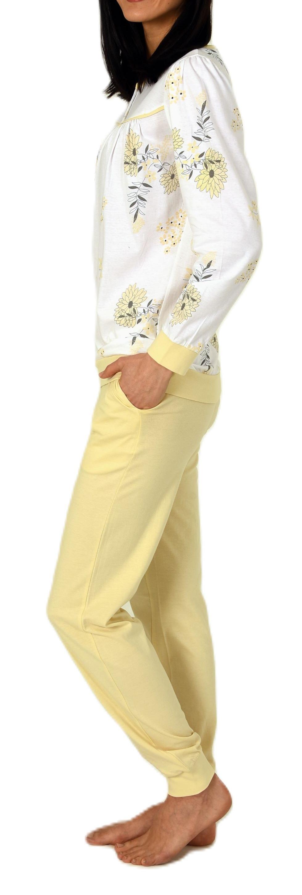 Normann Damen fraulicher Langarm Schlafanzug Pyjama mit Bündchen in Klassischer Optik Normann Damen fraulicher Langarm Schlafanzug Pyjama mit Bündchen in Klassischer Optik