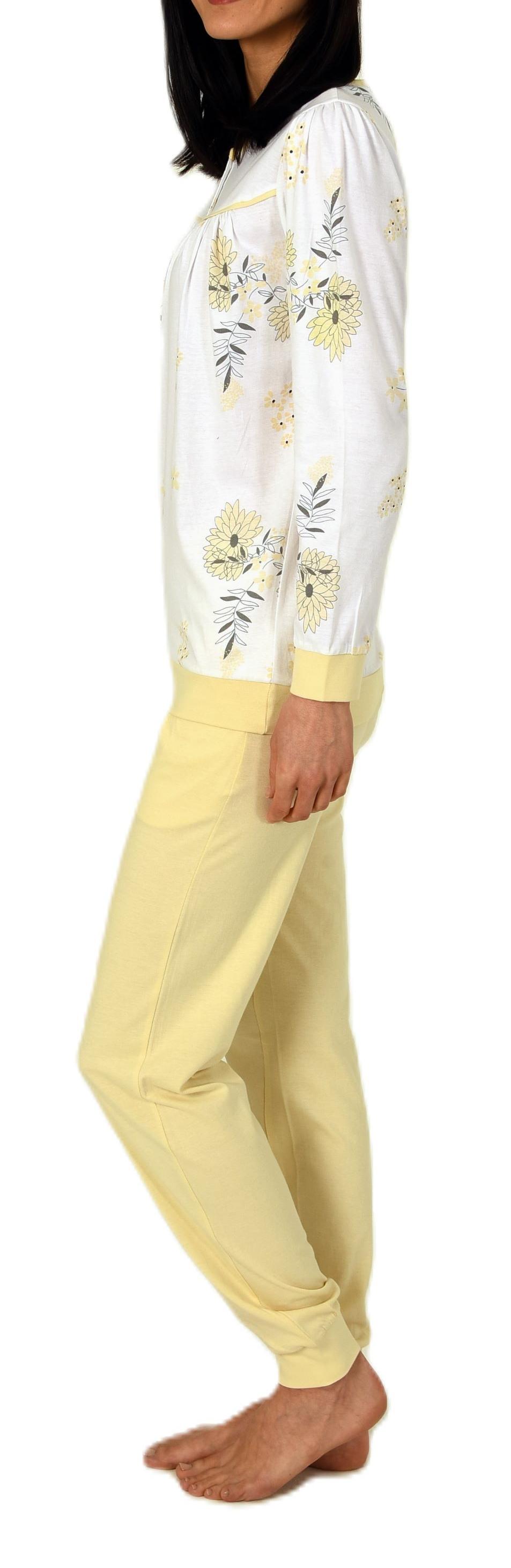 Normann Damen fraulicher Langarm Schlafanzug Pyjama mit Bündchen in Klassischer Optik