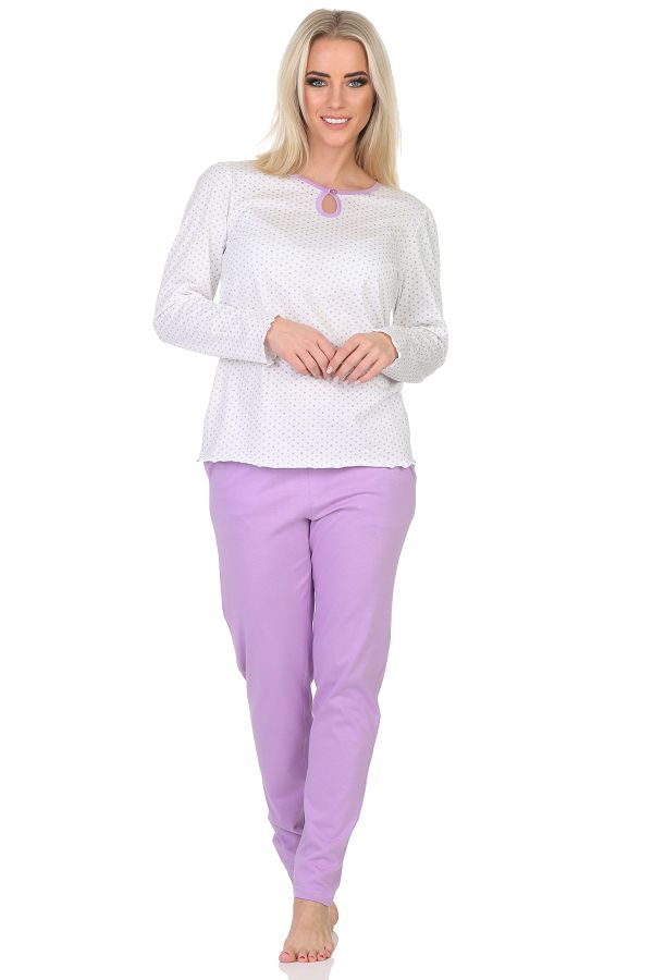 Normann Damen Schlafanzug langarm Pyjama in Tupfen Punkte Optik – auch in Übergrößen Normann Damen Schlafanzug langarm Pyjama in Tupfen Punkte Optik – auch in Übergrößen