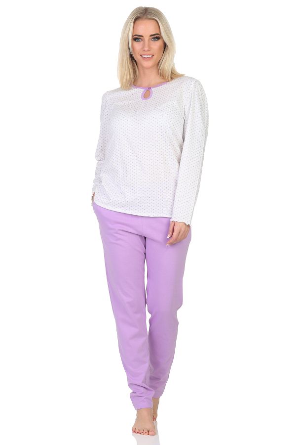 Normann Damen Schlafanzug langarm Pyjama in Tupfen Punkte Optik - auch in Übergrößen Normann Damen Schlafanzug langarm Pyjama in Tupfen Punkte Optik – auch in Übergrößen