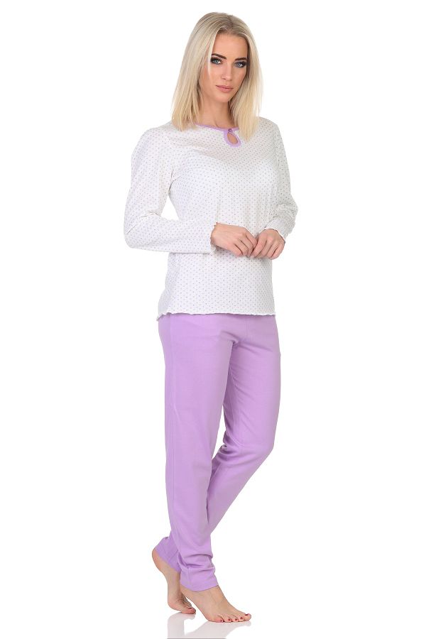 Normann Damen Schlafanzug langarm Pyjama in Tupfen Punkte Optik - auch in Übergrößen Normann Damen Schlafanzug langarm Pyjama in Tupfen Punkte Optik – auch in Übergrößen