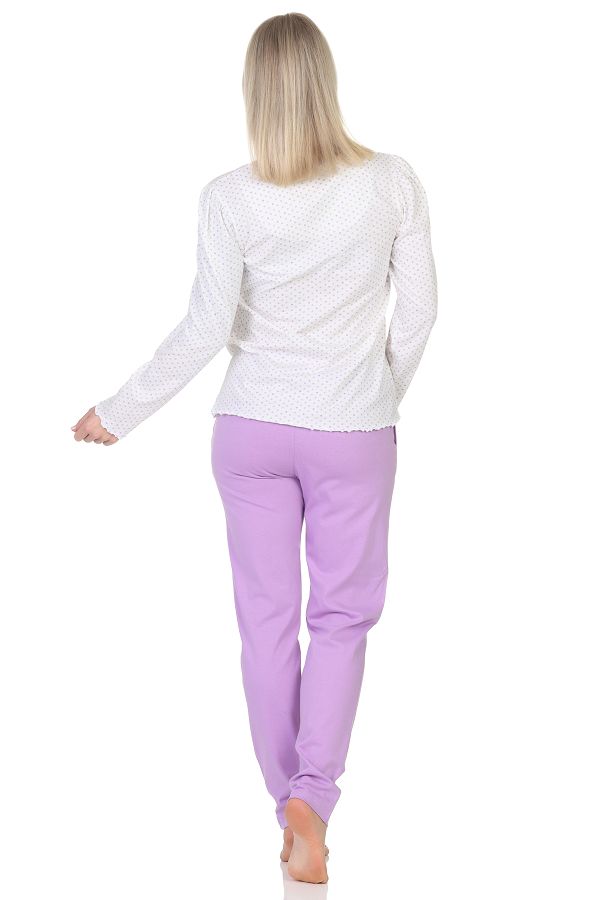 Normann Damen Schlafanzug langarm Pyjama in Tupfen Punkte Optik - auch in Übergrößen Normann Damen Schlafanzug langarm Pyjama in Tupfen Punkte Optik – auch in Übergrößen