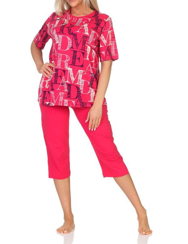 Normann Damen kurzarm Capri Schlafanzug Shorty Pyjama - auch in Übergrössen