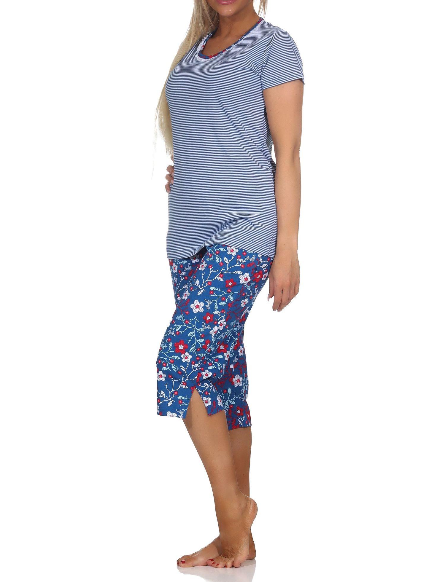 Normann Damen kurzarm Schlafanzug mit Caprihose, Oberteil gestreift - auch in Übergrößen Normann Damen kurzarm Schlafanzug mit Caprihose, Oberteil gestreift - auch in Übergrößen