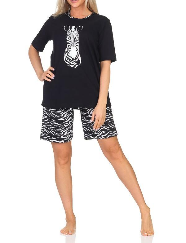 Normann Damen kurzarm Pyjama Shorty Schlafanzug mit Tiermotiv - auch in Übergrößen