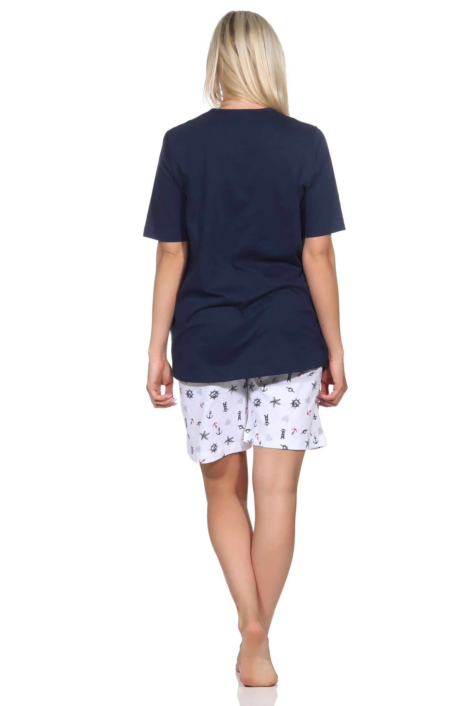 Normann Damen kurzarm Schlafanzug Shorty in maritimer Optik - auch in Übergrößen Normann Damen kurzarm Schlafanzug Shorty in maritimer Optik - auch in Übergrößen