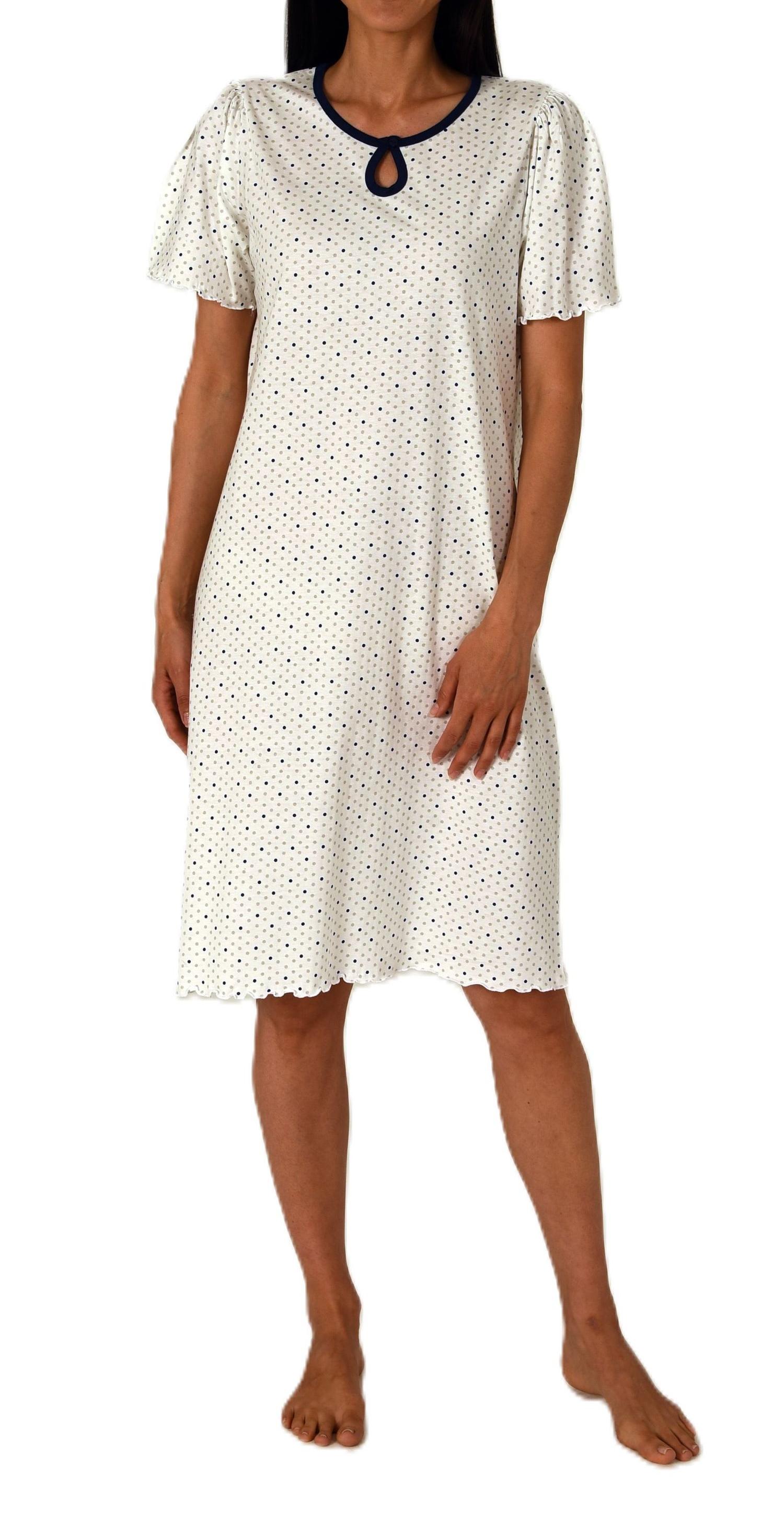 Normann Damen kurzarm Nachthemd in Tupfen Punkte Optik – auch in Übergröße Normann Damen kurzarm Nachthemd in Tupfen Punkte Optik – auch in Übergröße