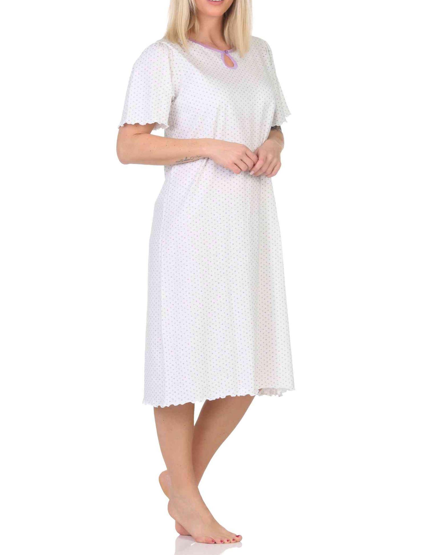 Normann Damen kurzarm Nachthemd in Tupfen Punkte Optik - auch in Übergröße Normann Damen kurzarm Nachthemd in Tupfen Punkte Optik – auch in Übergröße