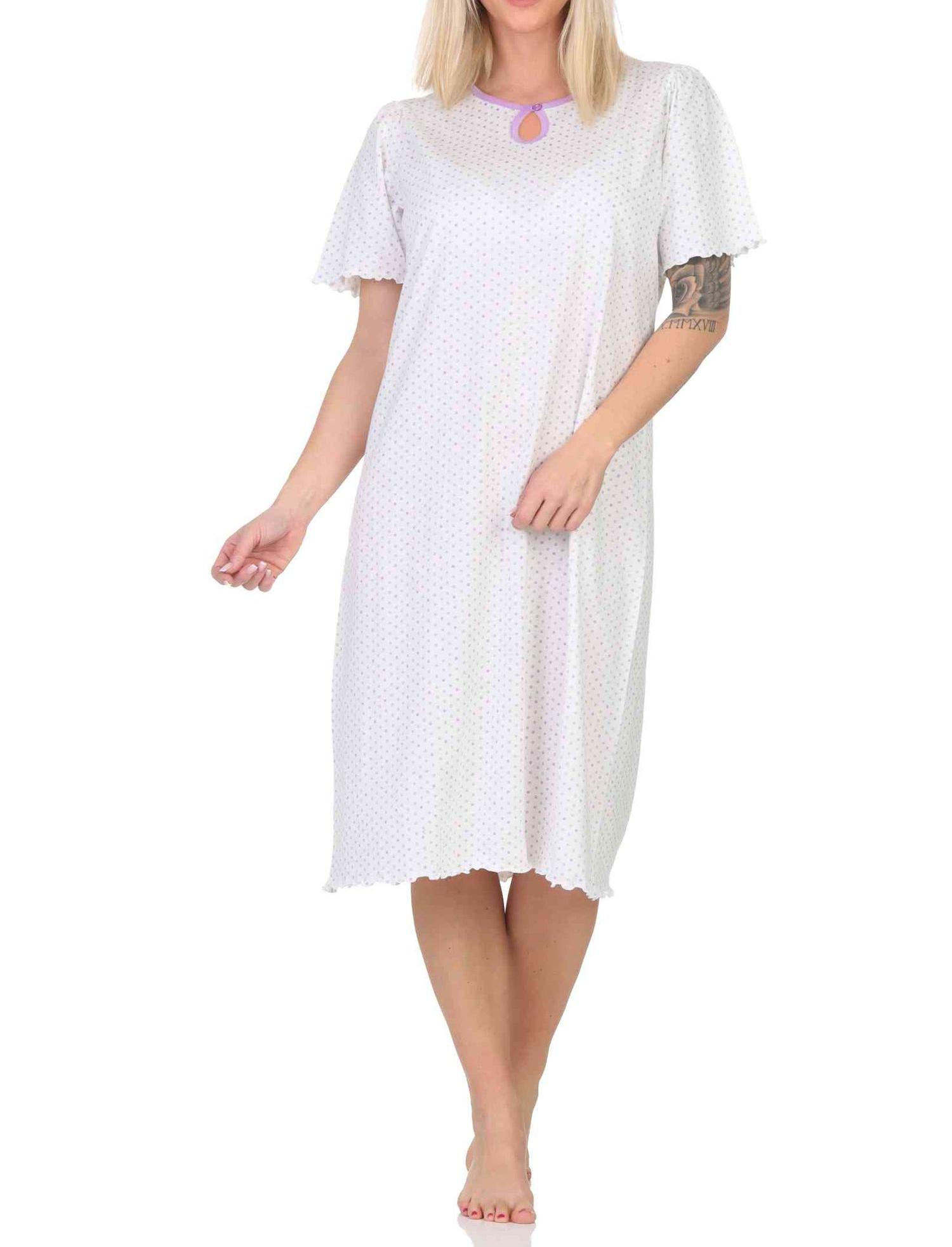 Normann Damen kurzarm Nachthemd in Tupfen Punkte Optik – auch in Übergröße Normann Damen kurzarm Nachthemd in Tupfen Punkte Optik – auch in Übergröße