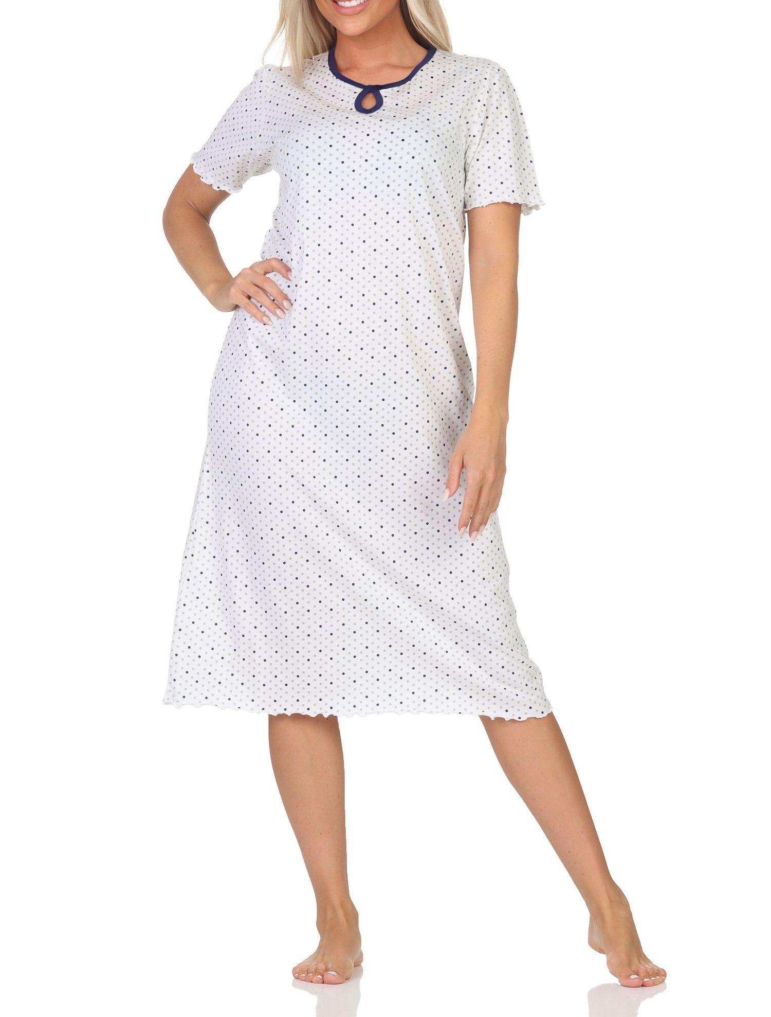 Normann Damen kurzarm Nachthemd in Tupfen Punkte Optik – auch in Übergröße Normann Damen kurzarm Nachthemd in Tupfen Punkte Optik – auch in Übergröße