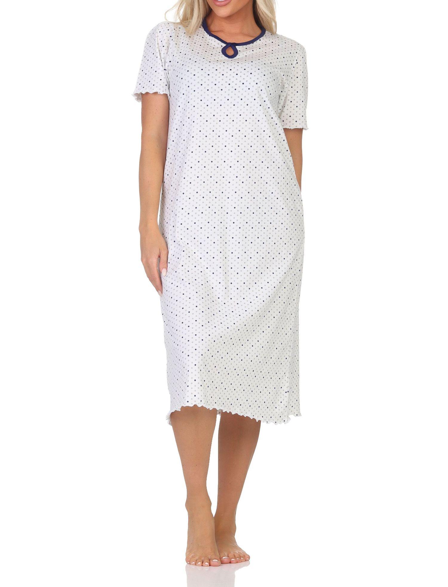 Normann Damen kurzarm Nachthemd in Tupfen Punkte Optik – auch in Übergröße Normann Damen kurzarm Nachthemd in Tupfen Punkte Optik – auch in Übergröße