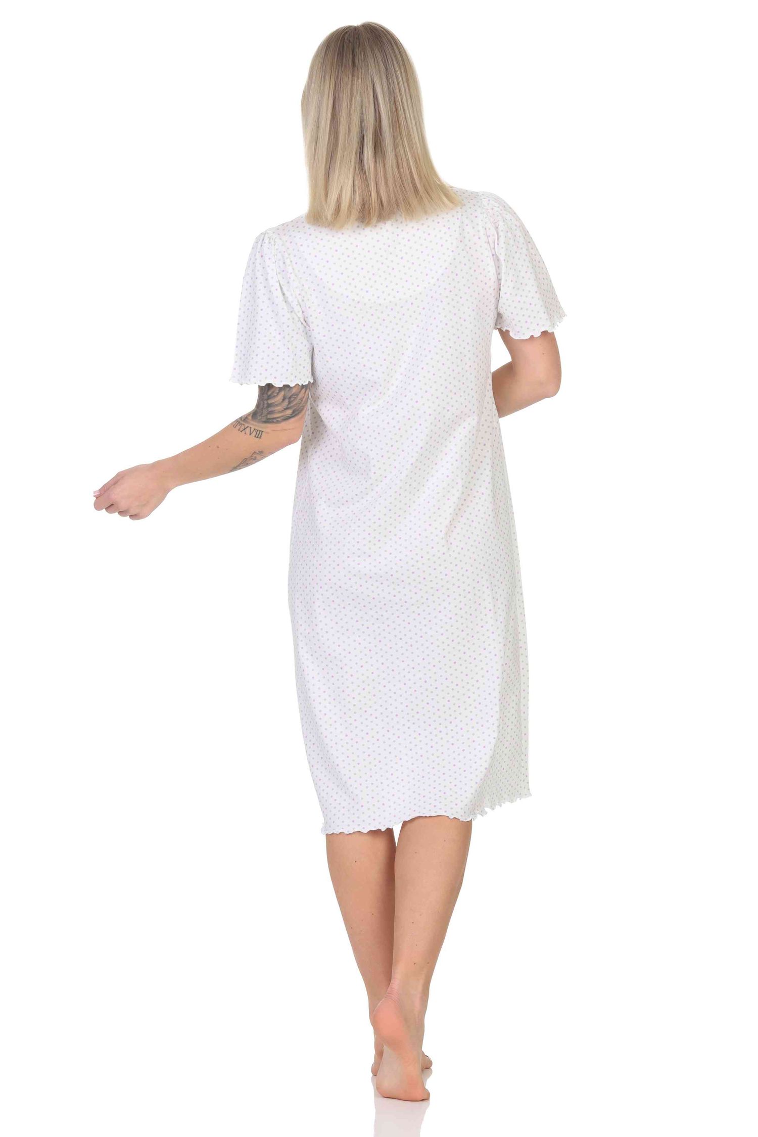 Normann Damen kurzarm Nachthemd in Tupfen Punkte Optik – auch in Übergröße