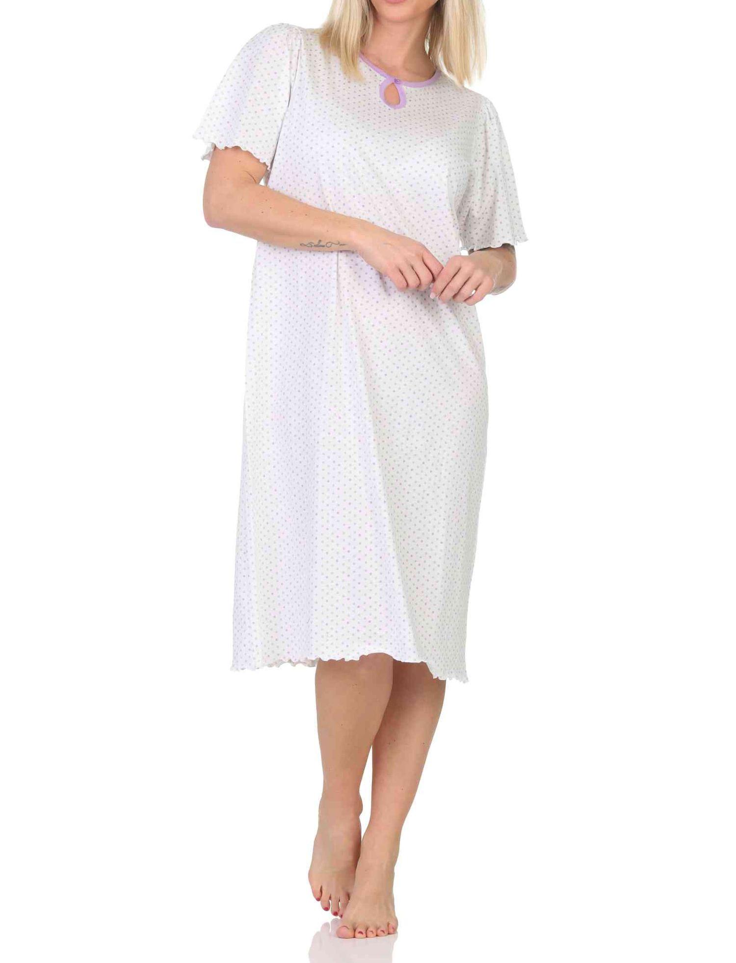 Normann Damen kurzarm Nachthemd in Tupfen Punkte Optik – auch in Übergröße