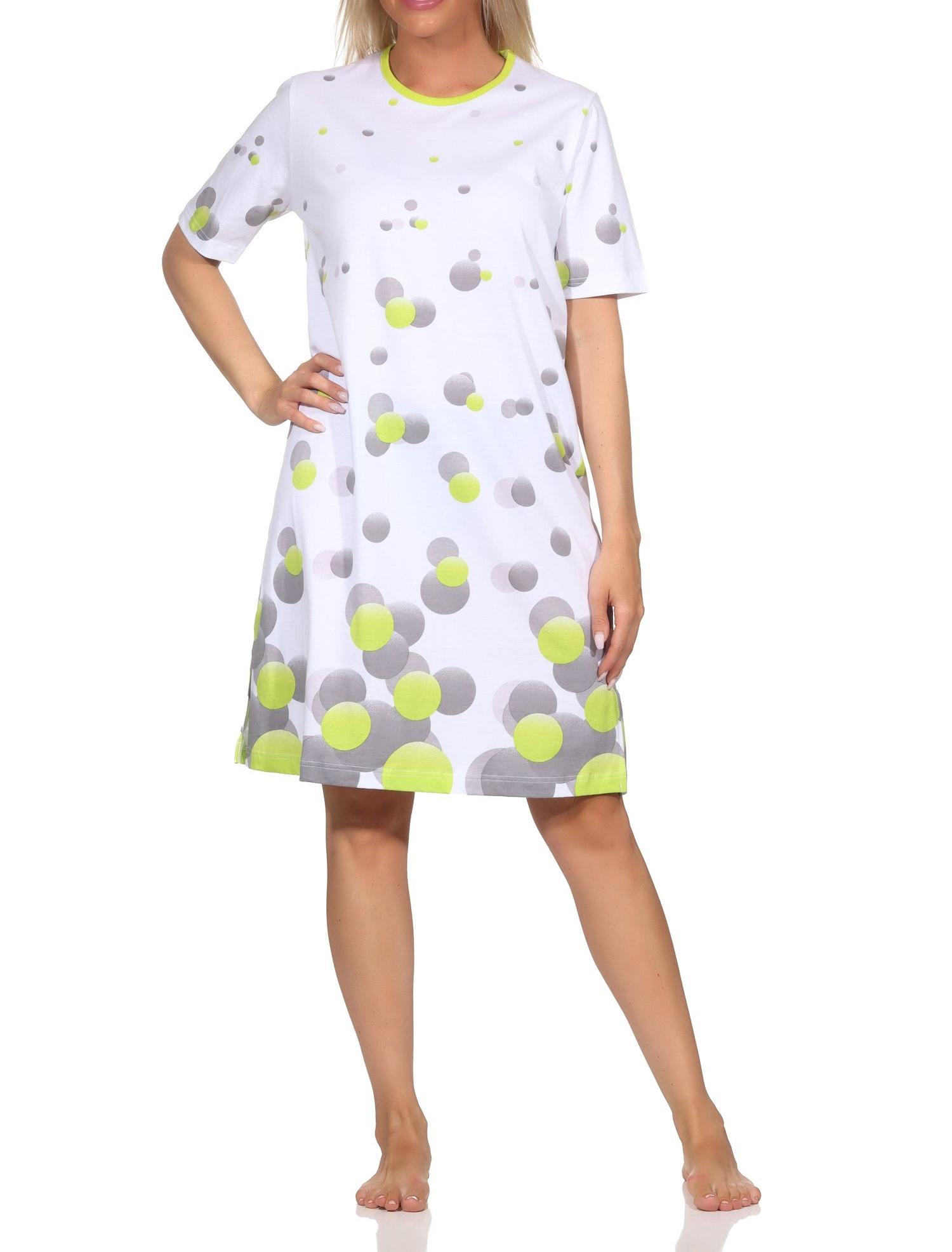 Normann Damen kurzarm Nachthemd in Tupfen-Punkte Optik - auch in Übergrößen