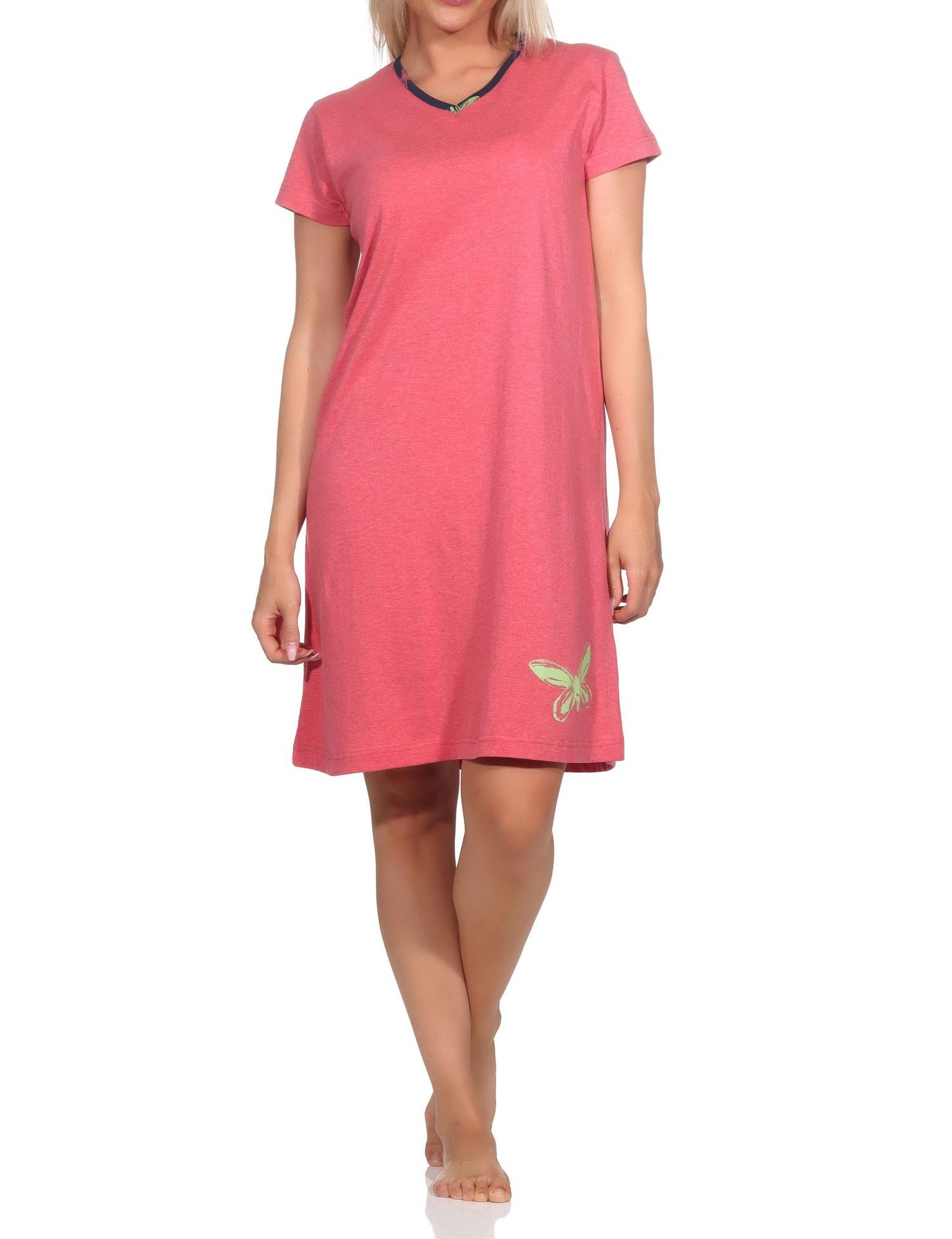 Normann Damen kurzarm Nachthemd mit Schmetterling als Motiv - auch in Übergröße