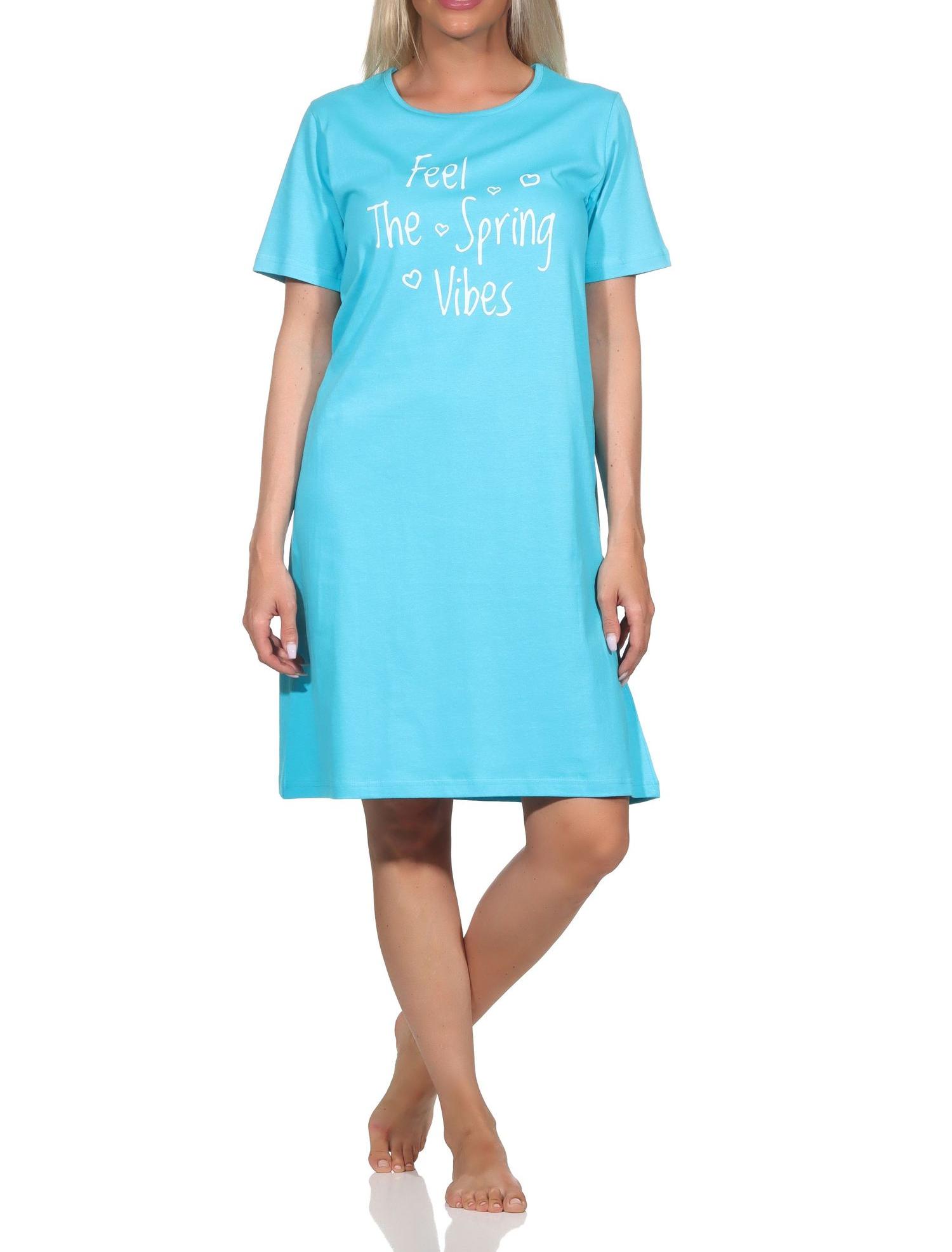 Normann Damen kurzarm Nachthemd mit Frontprint Normann Damen kurzarm Nachthemd mit Frontprint