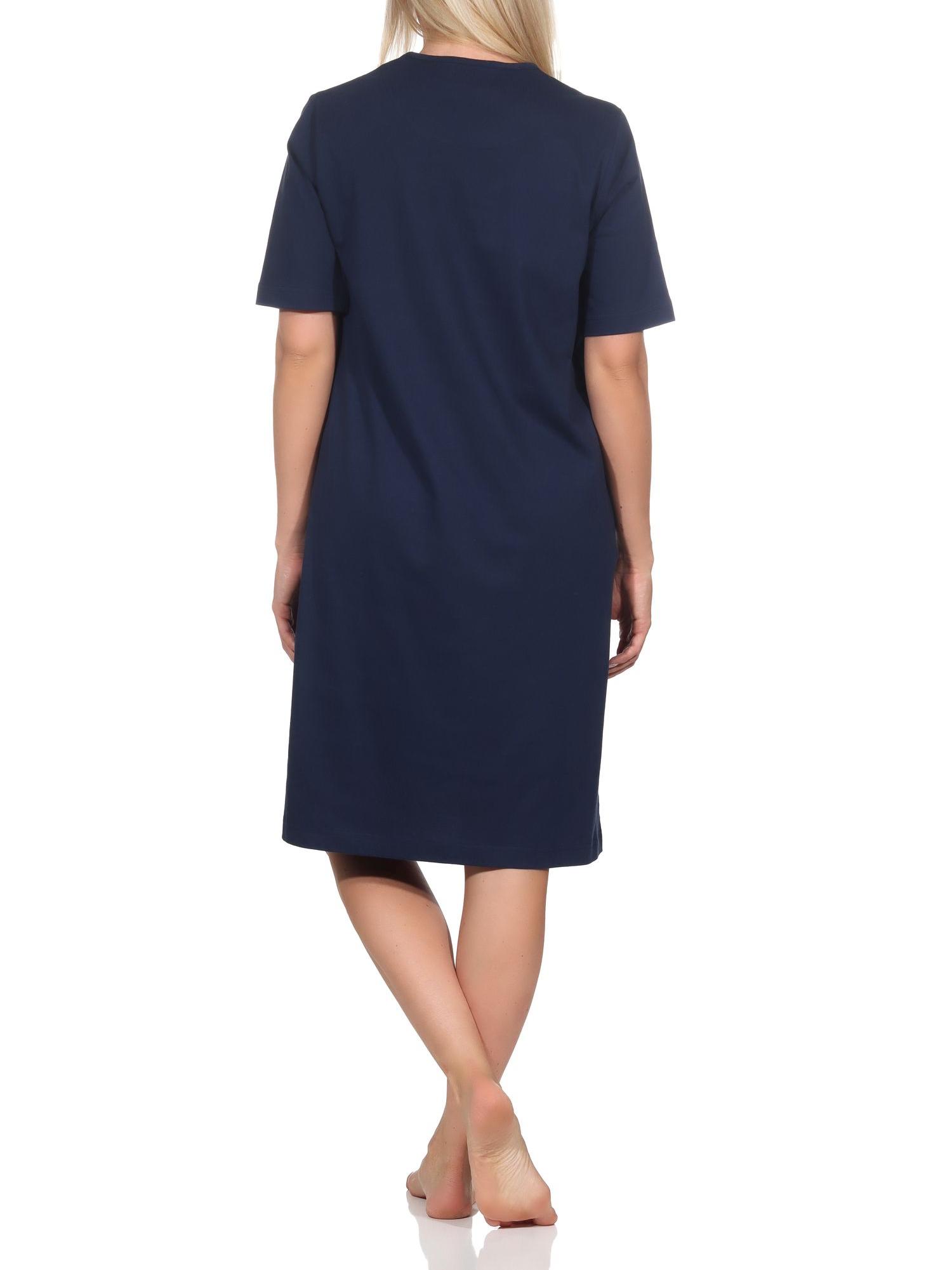 Normann Damen kurzarm Nachthemd in maritimer Optik - auch in Übergrößen