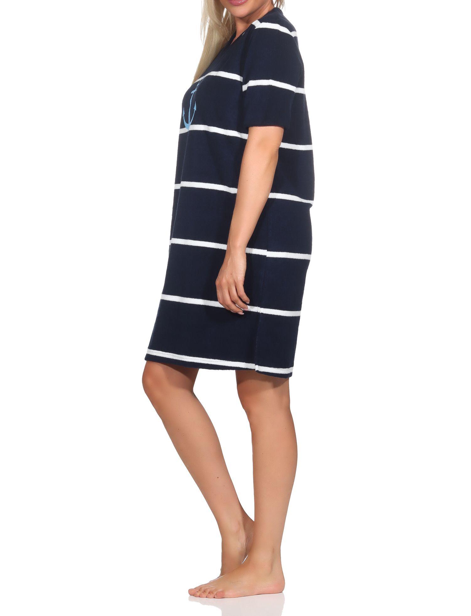 Normann Damen Nachthemd in maritimer Optik mit Anker Motiv – auch in Übergröße