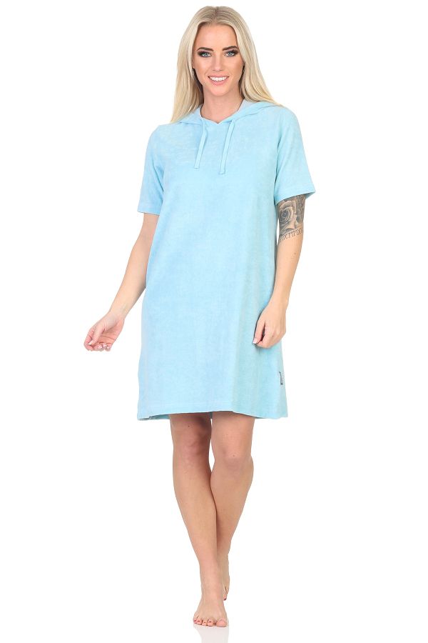 Normann Damen Frottee kurzarm Nachthemd – ideal auch als Beachwear oder Homewear