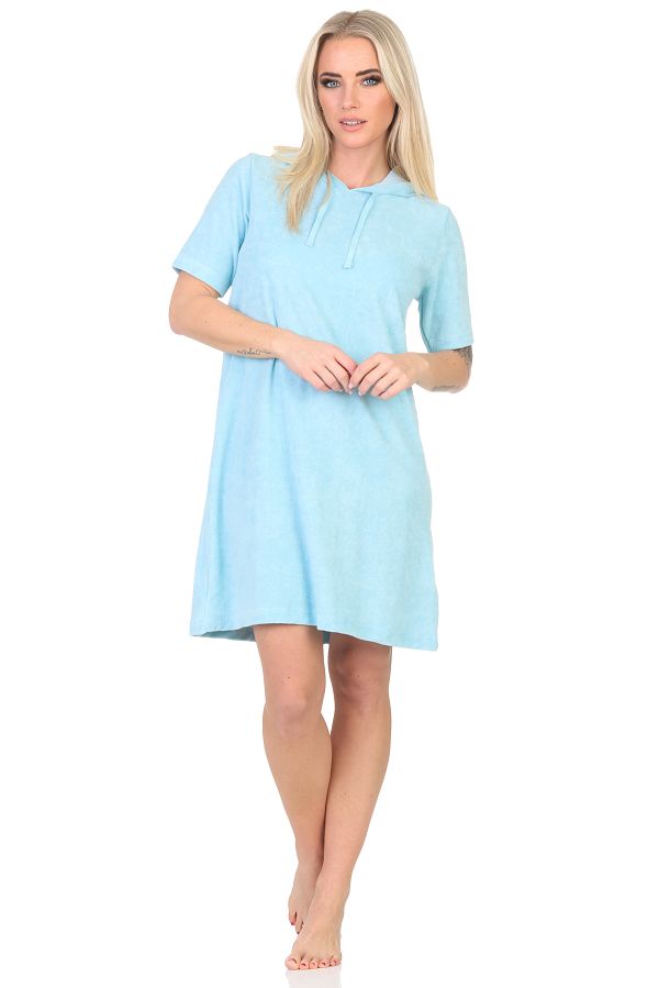 Normann Damen Frottee kurzarm Nachthemd – ideal auch als Beachwear oder Homewear