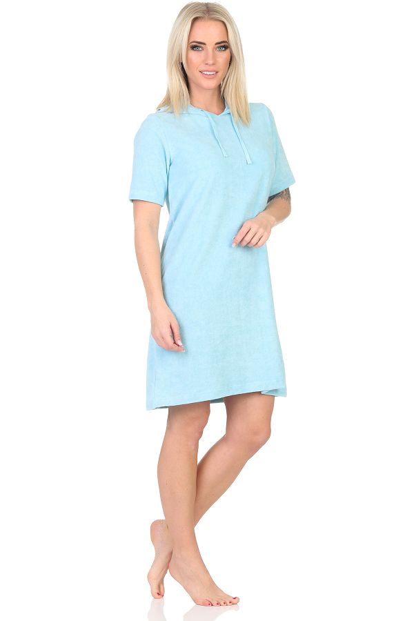Normann Damen Frottee kurzarm Nachthemd – ideal auch als Beachwear oder Homewear