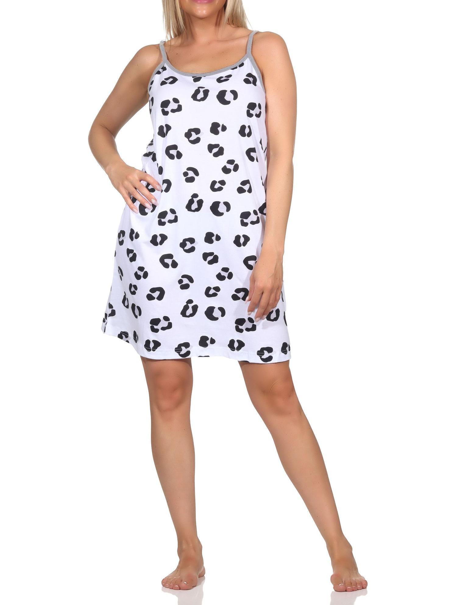 Normann Damen Spaghetti Nachthemd in Animal Print Optik - auch in Übergrößen