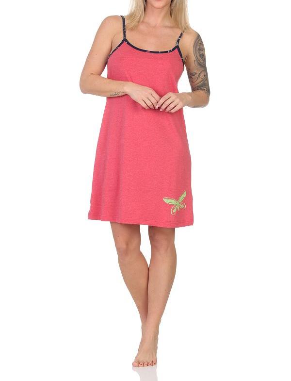 Normann Damen Spaghetti Nachthemd Negligé Schmetterlinge als Motiv - auch in Übergrößen