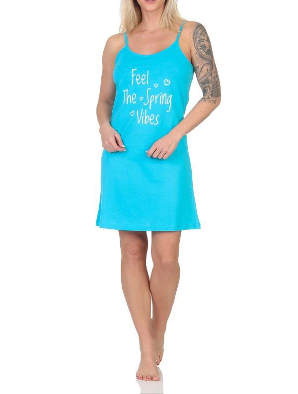 Normann Damen Spaghetti Nachthemd Negligé mit Frontprint - auch in Übergrößen