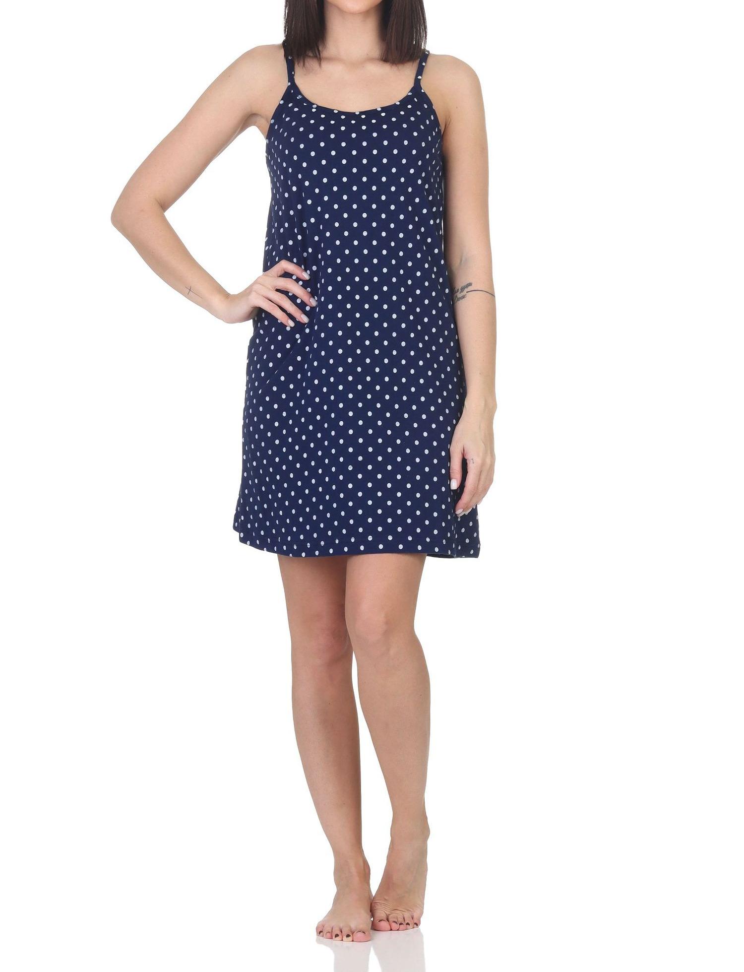 Normann Damen Spaghetti Nachthemd in Tupfen Punkte Optik – auch in Übergrößen