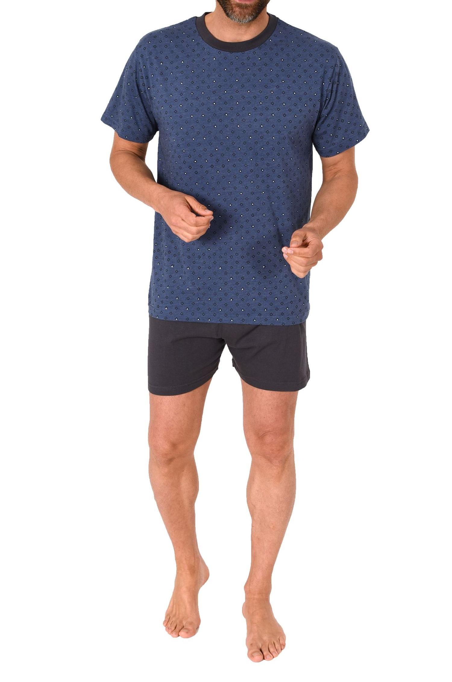 Normann Herren Schlafanzug kurz Shorty Pyjama in melange Optik