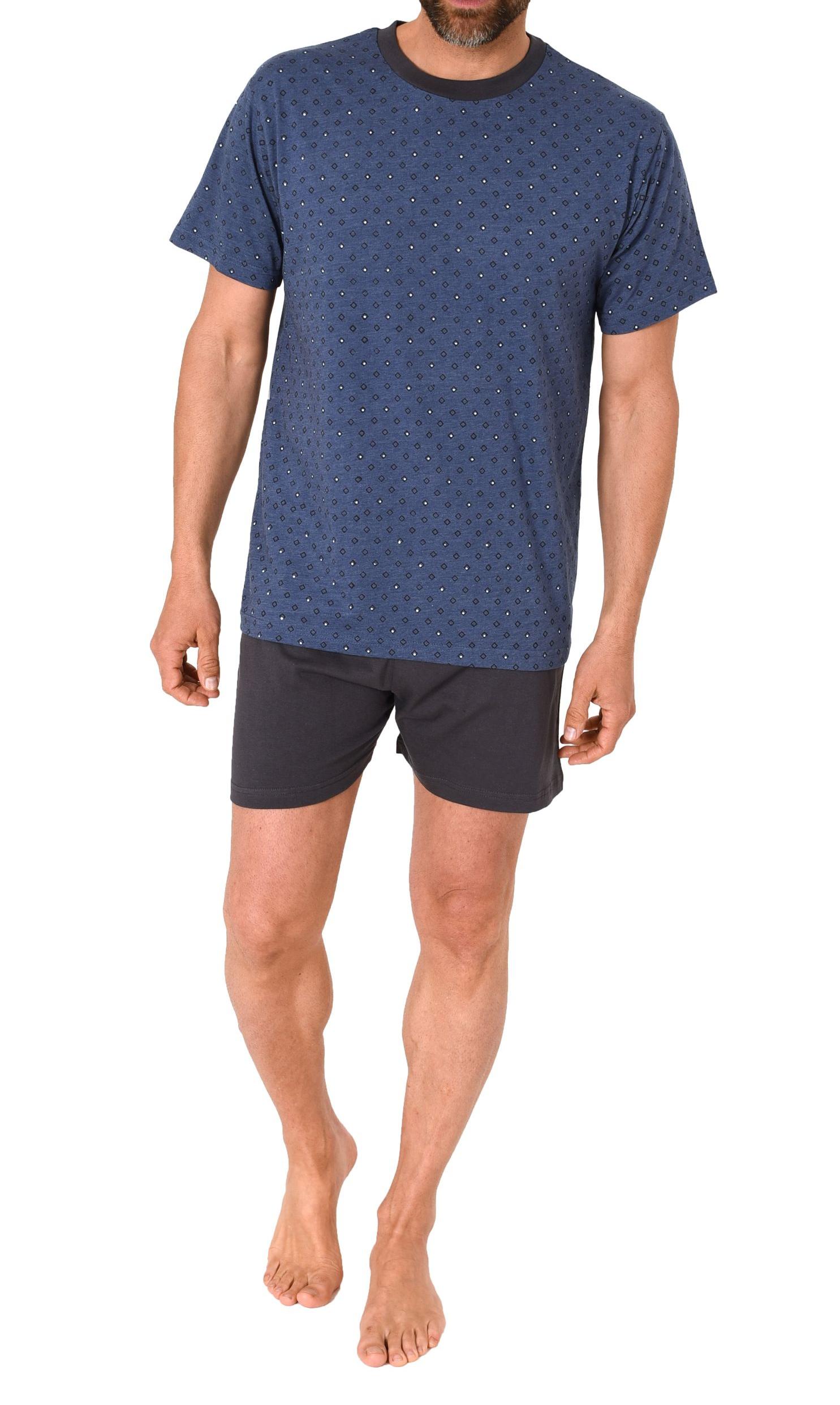 Normann Herren Schlafanzug kurz Shorty Pyjama in melange Optik