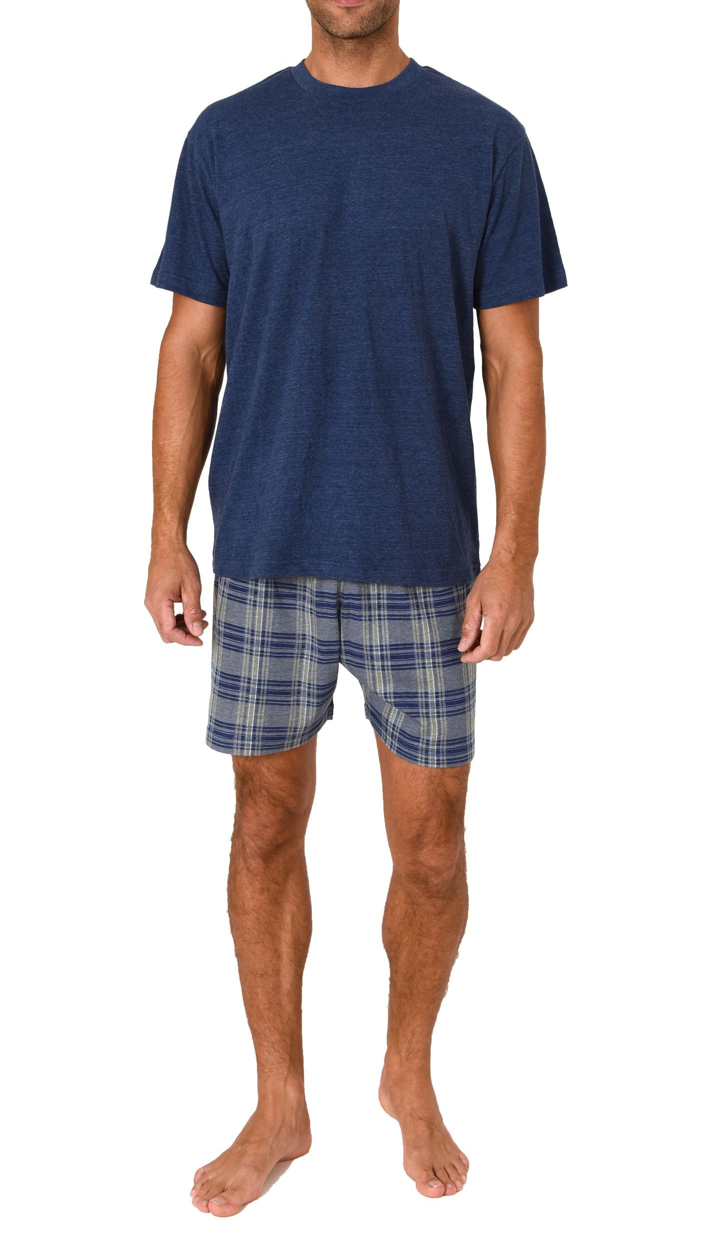 Normann Herren kurzarm Schlafanzug Shorty Pyjama Hose in Karo Optik