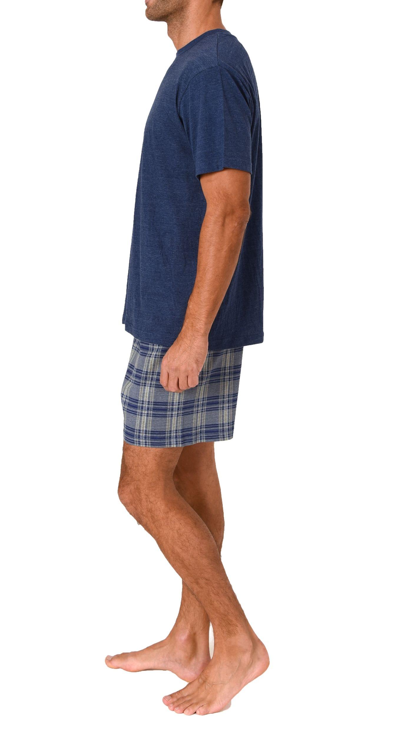 Normann Herren kurzarm Schlafanzug Shorty Pyjama Hose in Karo Optik