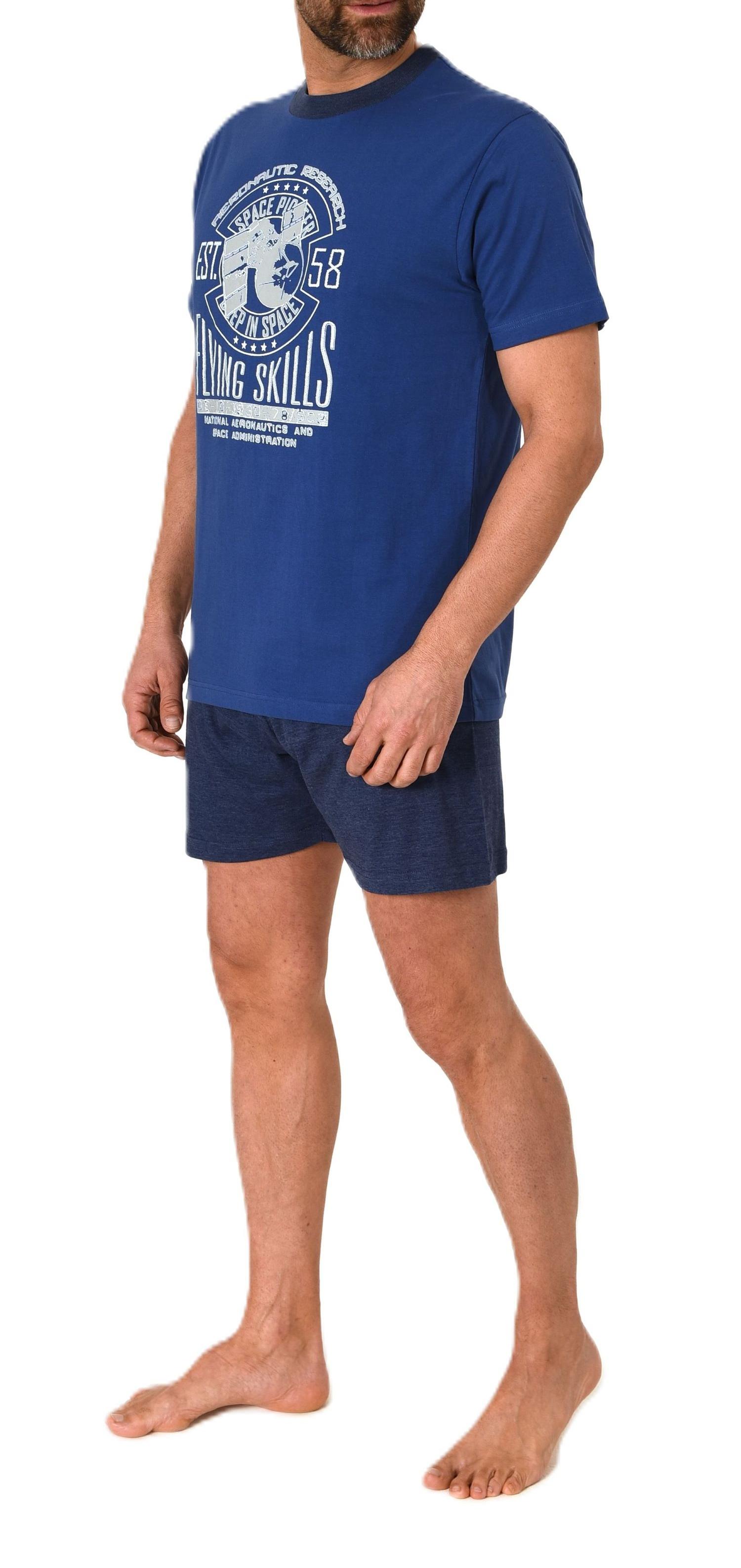 Normann Herren Schlafanzug kurzarm Shorty Pyjama