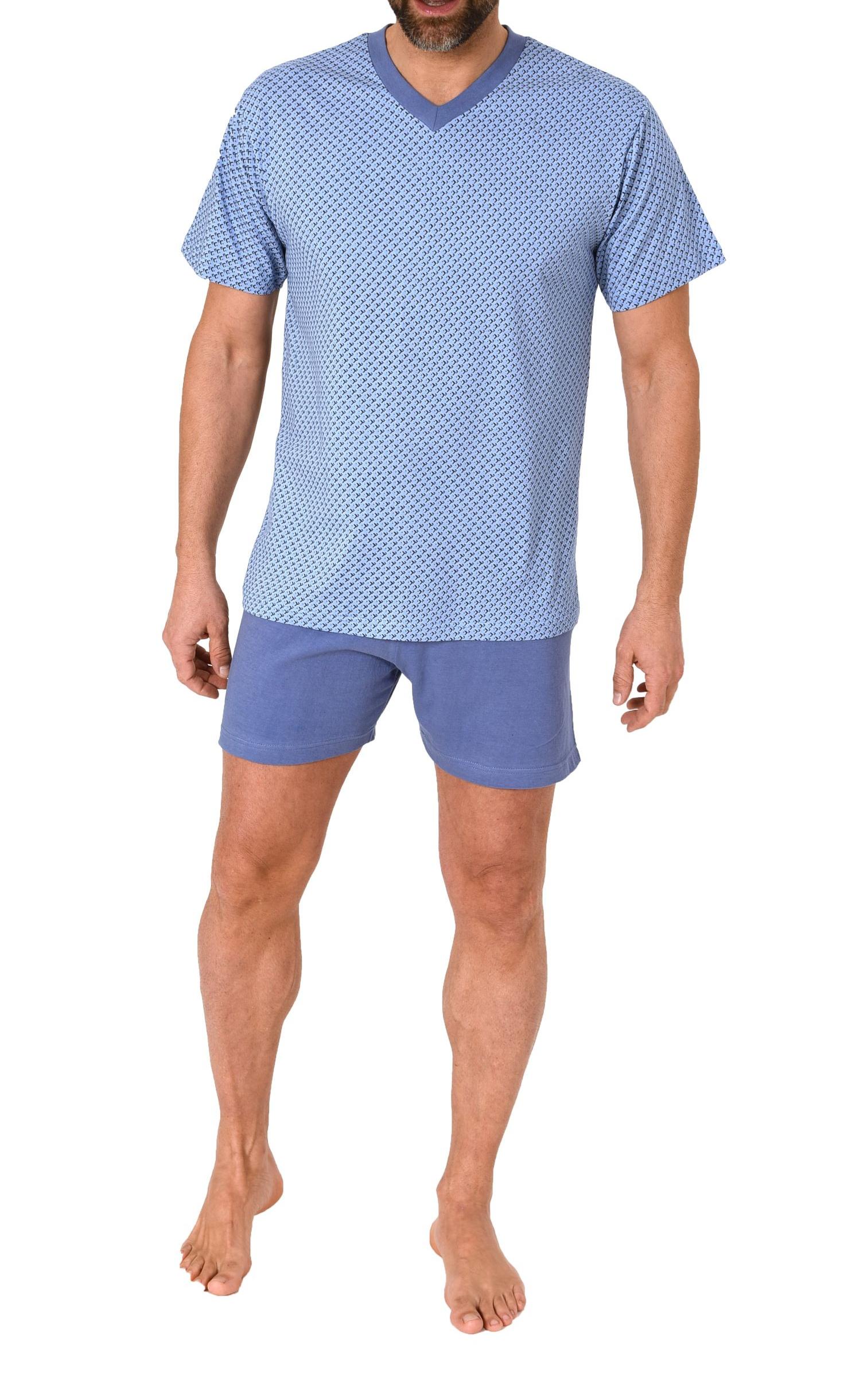 Normann Herren Schlafanzug kurz Shorty Pyjama aus 100 % Baumwolle