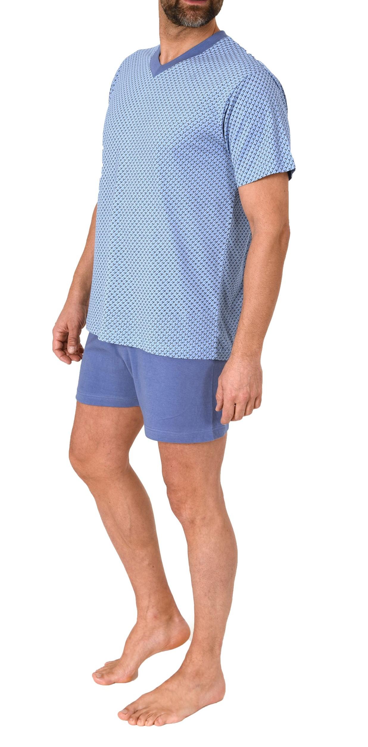 Normann Herren Schlafanzug kurz Shorty Pyjama aus 100 % Baumwolle