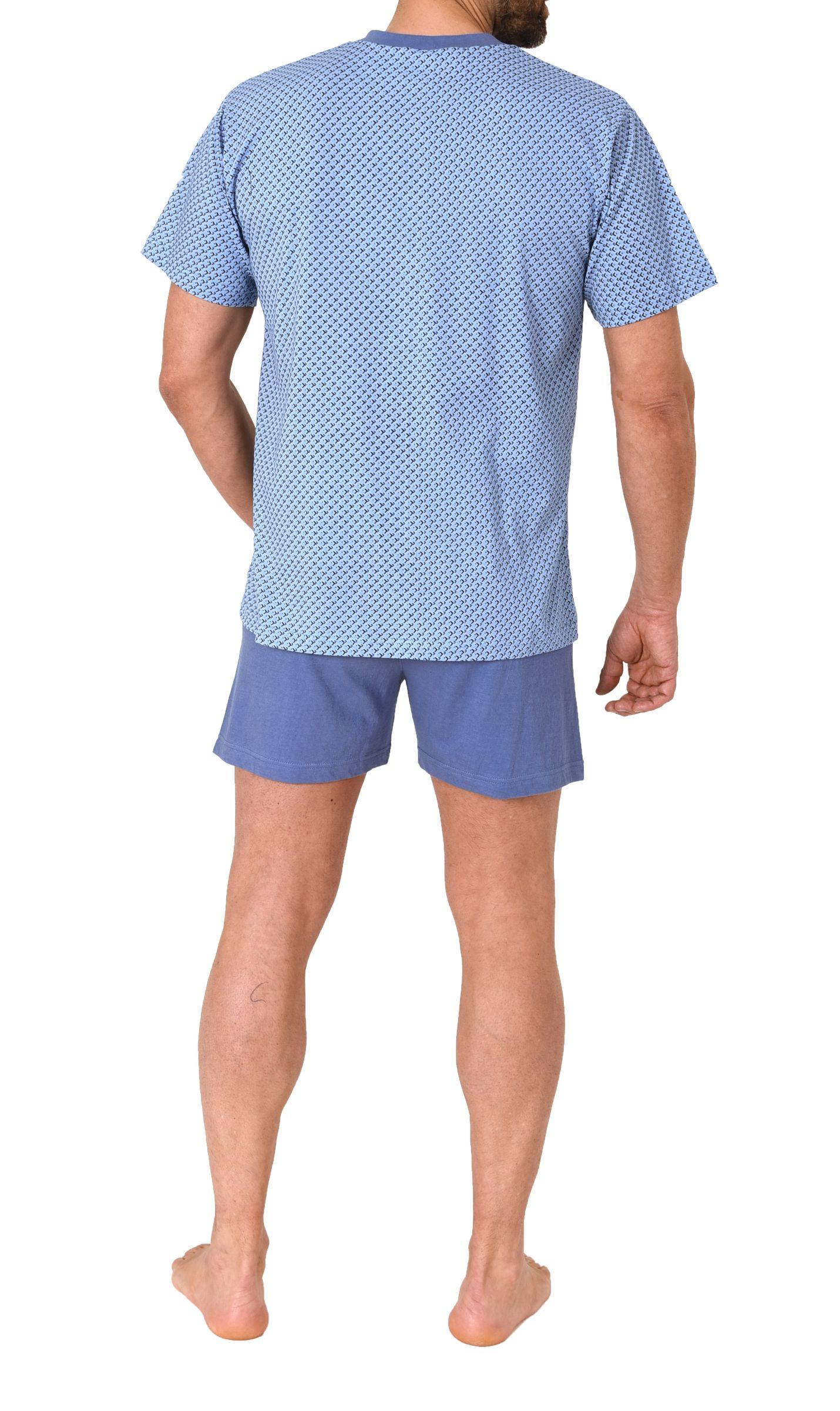 Normann Herren Schlafanzug kurz Shorty Pyjama aus 100 % Baumwolle