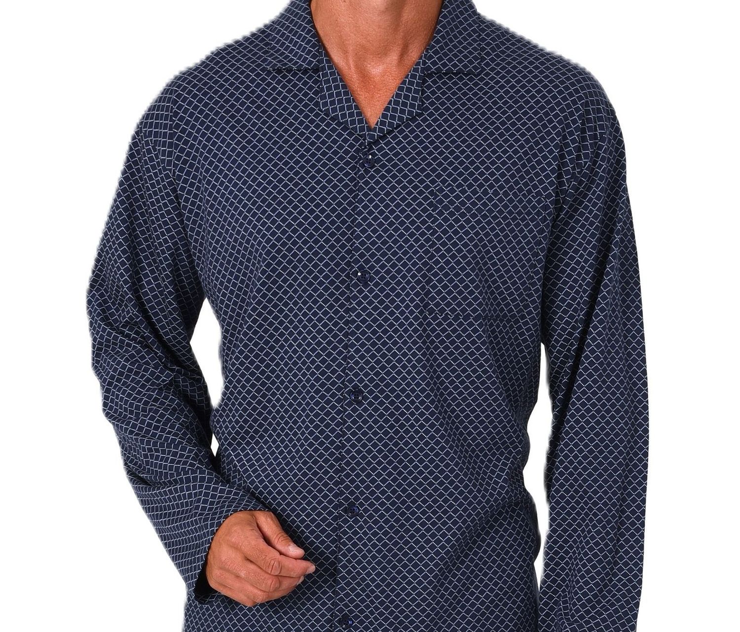 Normann Herren Langarm Schlafanzug Jersey Pyjama zum durchknöpfen, auch in Übergrössen