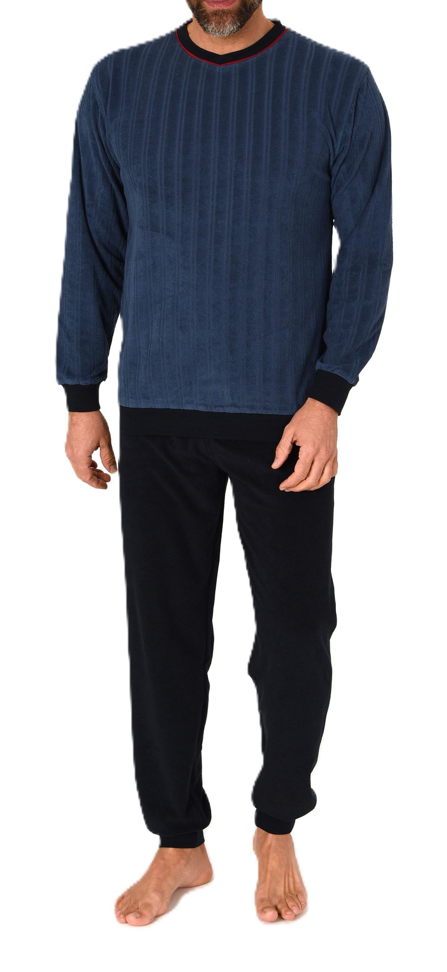 Normann Herren Frottee Schlafanzug lang mit Bündchen – Pyjama auch in Übergrössen