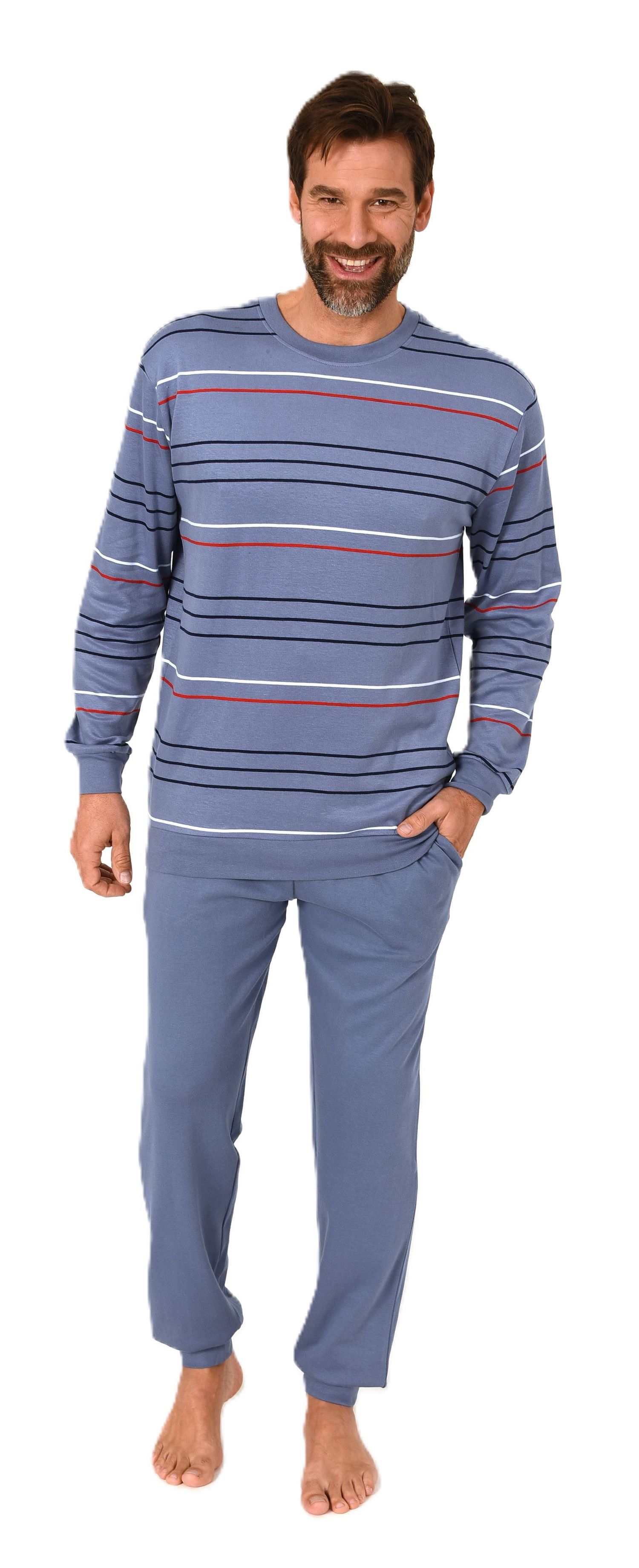 Herren Schlafanzug mit Bündchen in warmer Kuschel Interlock Qualität - auch in Übergröße