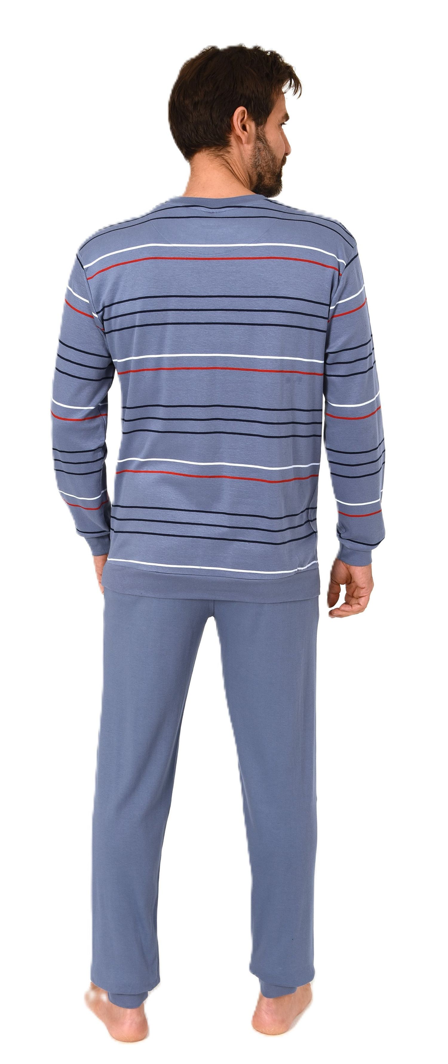 Herren Schlafanzug mit Bündchen in warmer Kuschel Interlock Qualität - auch in Übergröße