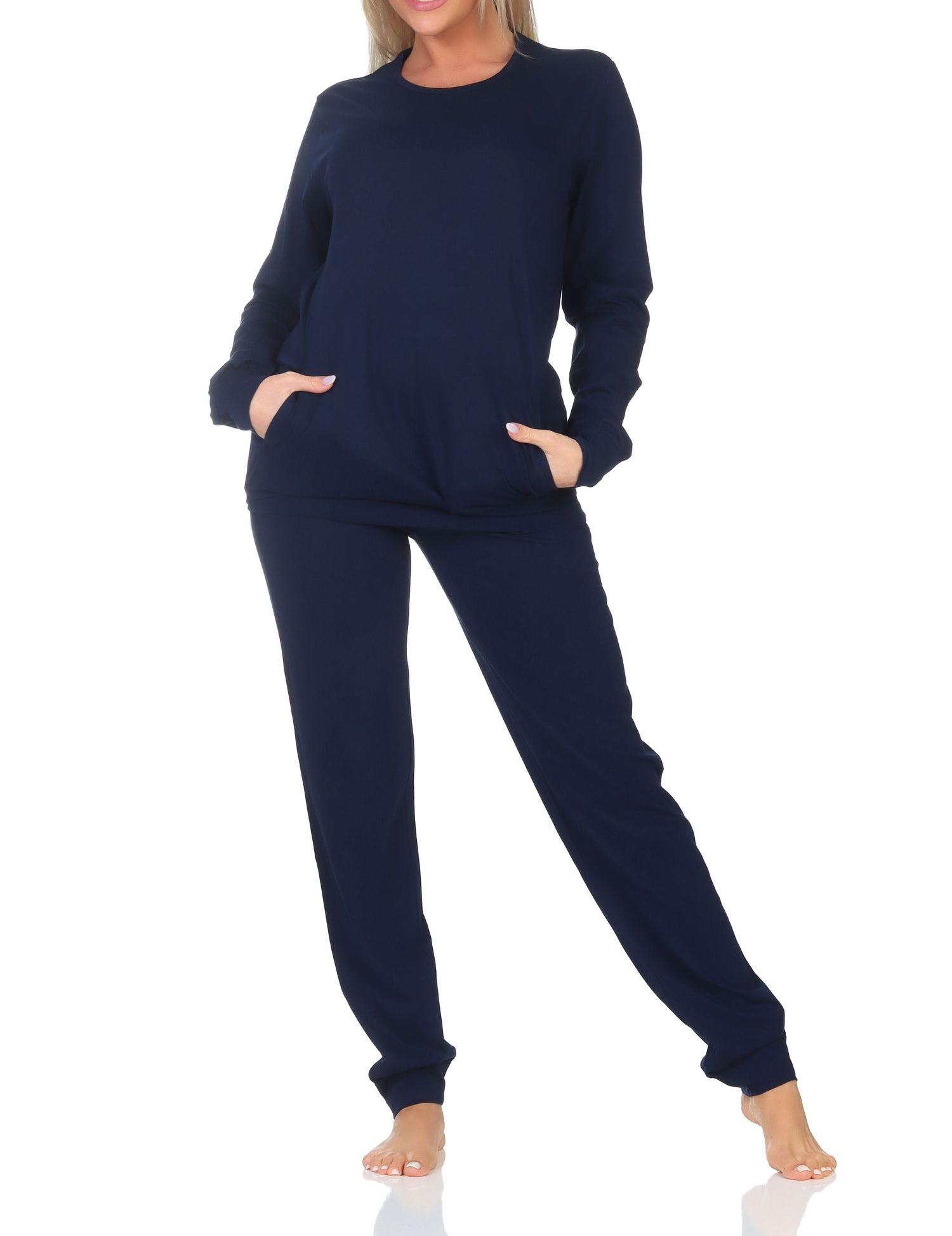 Normann Damen langarm Schlafanzug mit Bündchen in Tupfen Punkte Optik – auch in Übergröße