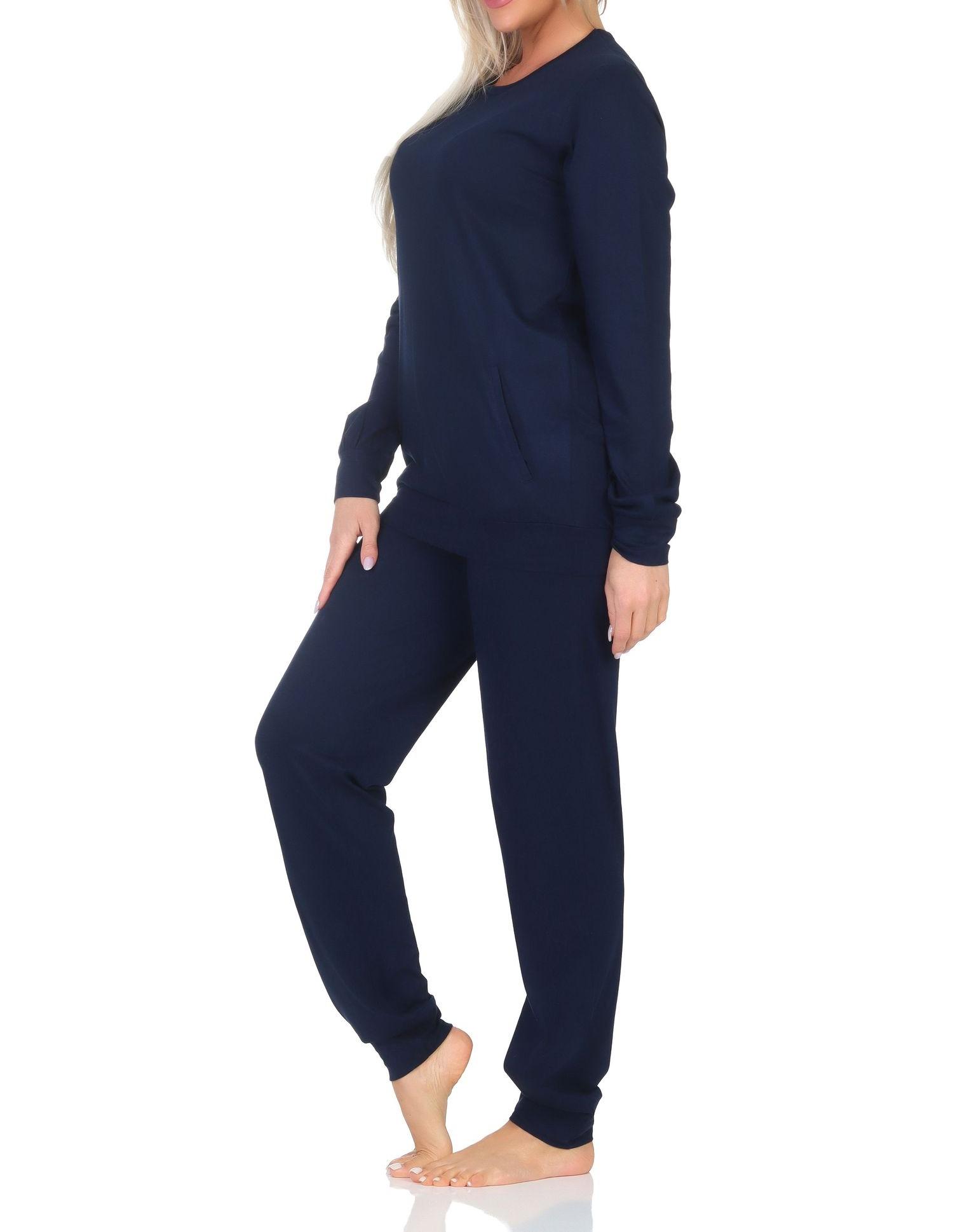 Normann Damen langarm Schlafanzug mit Bündchen in Tupfen Punkte Optik – auch in Übergröße