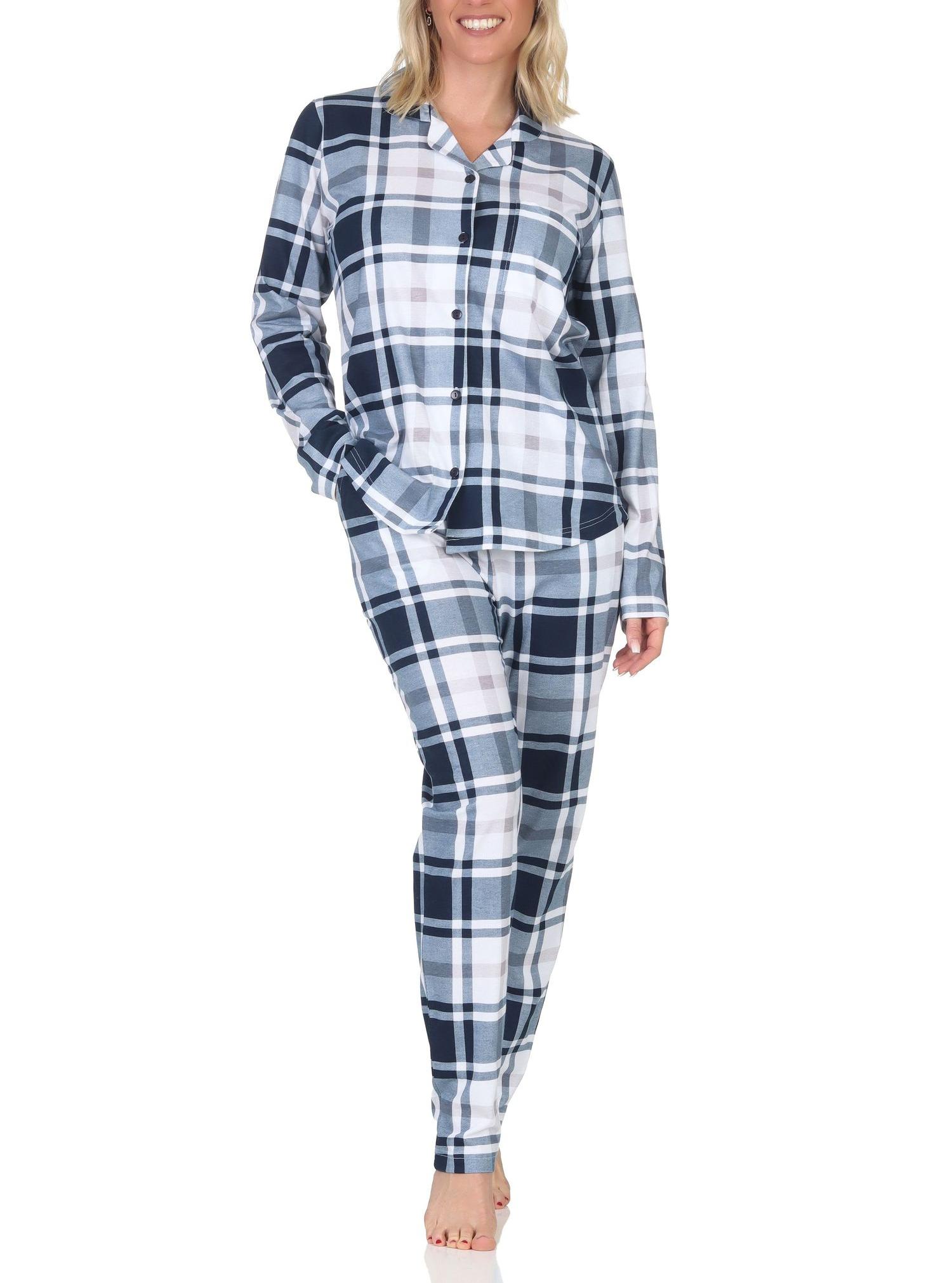 Normann Damen Pyjama aus Single Jersey zum durchknöpfen in Karo Optik - auch in Übergröße Normann Damen Pyjama aus Single Jersey zum durchknöpfen in Karo Optik - auch in Übergröße