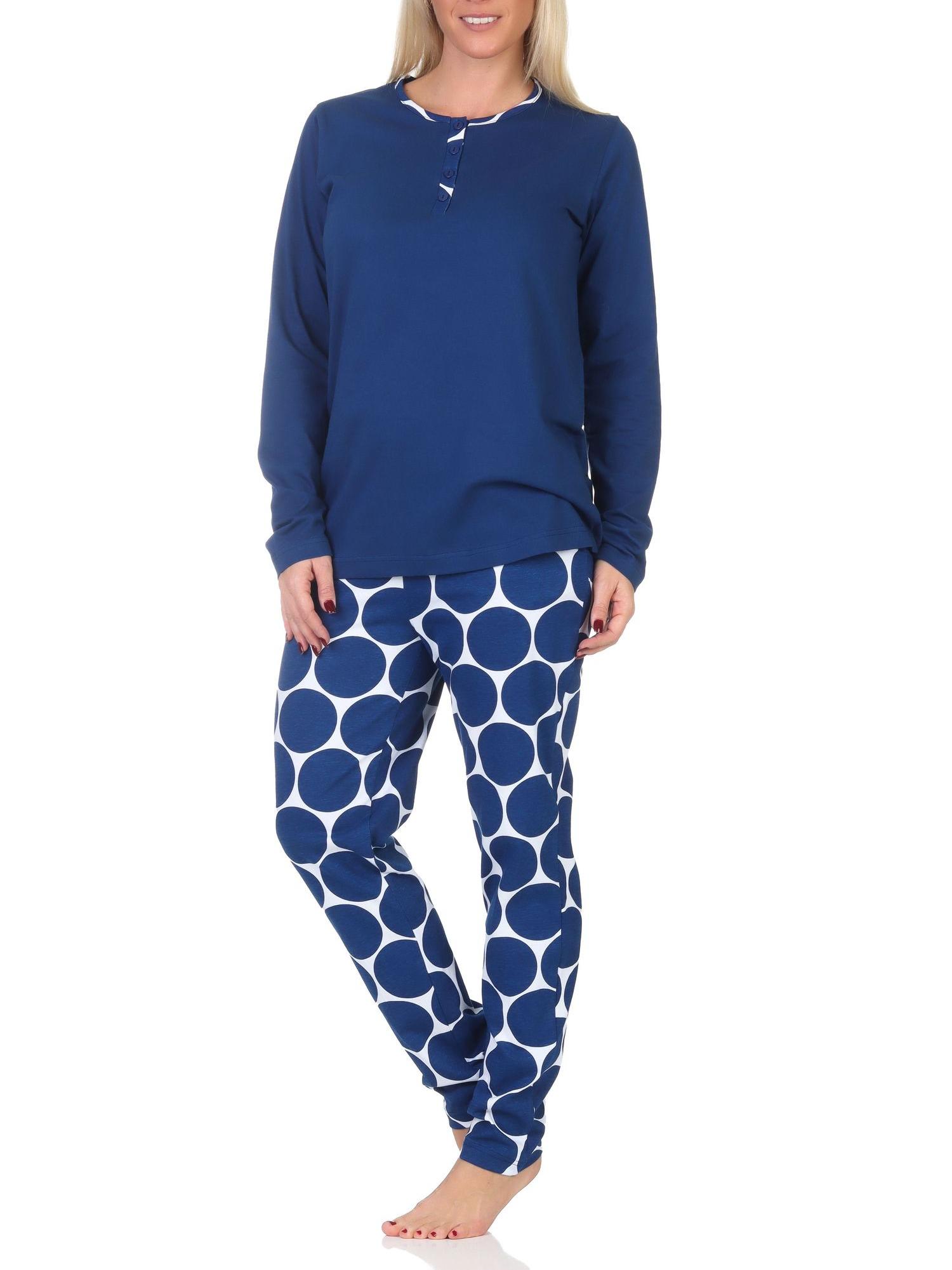 Normann Damen Schlafanzug langarm mit Pyjama Hose in Tupfen Punkte Optik Normann Damen Schlafanzug langarm mit Pyjama Hose in Tupfen Punkte Optik