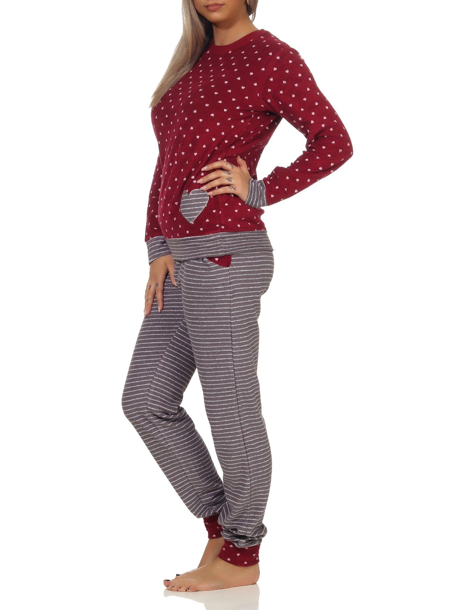 Normann Damen Frottee Pyjama mit Bündchen in Tupfen- und Ringeldesign - auch in Übergröße Normann Damen Frottee Pyjama mit Bündchen in Tupfen- und Ringeldesign - auch in Übergröße