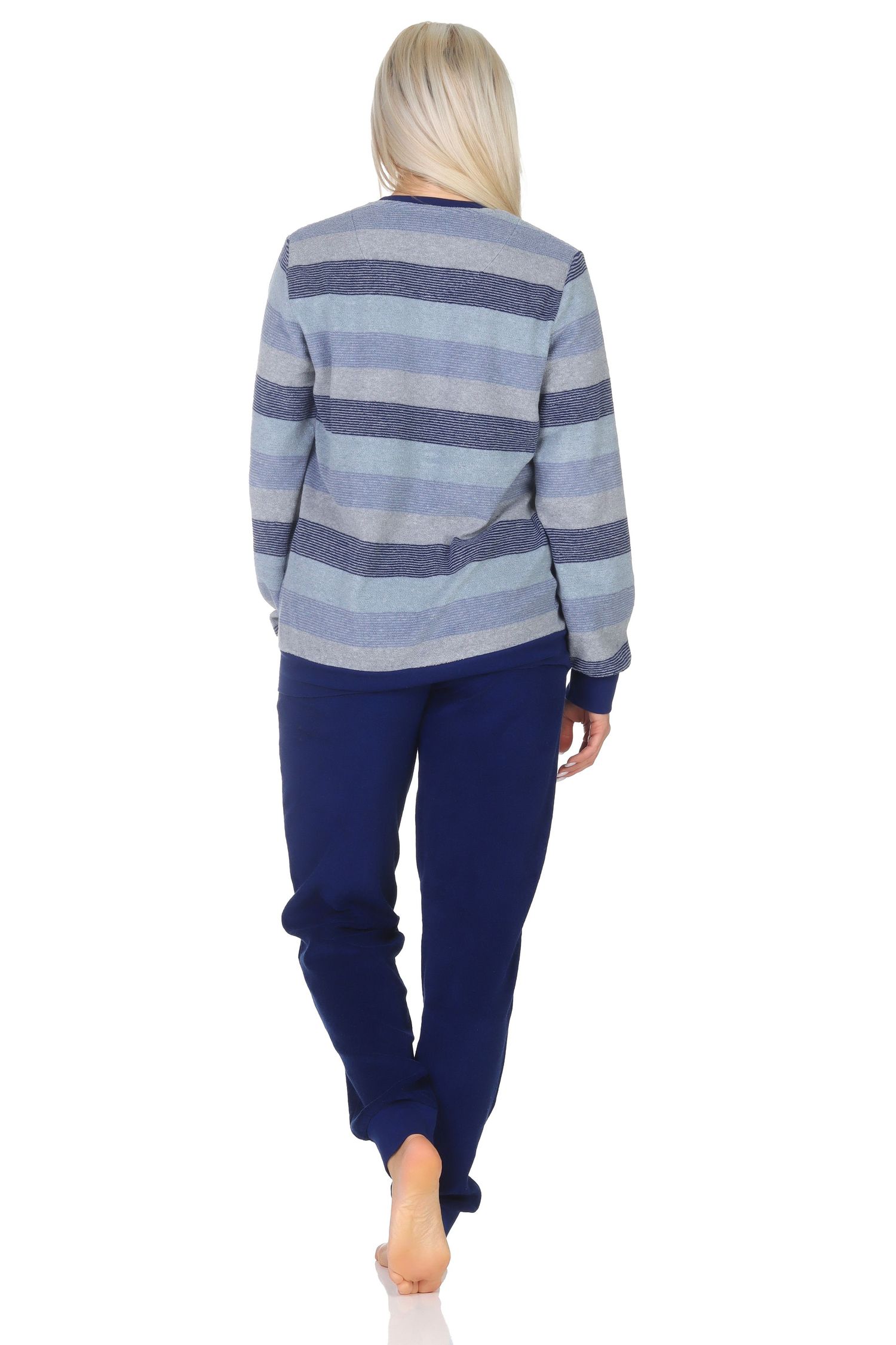 Normann Damen Frottee Schlafanzug mit Bündchen in edler Streifenoptik - auch in Übergröße