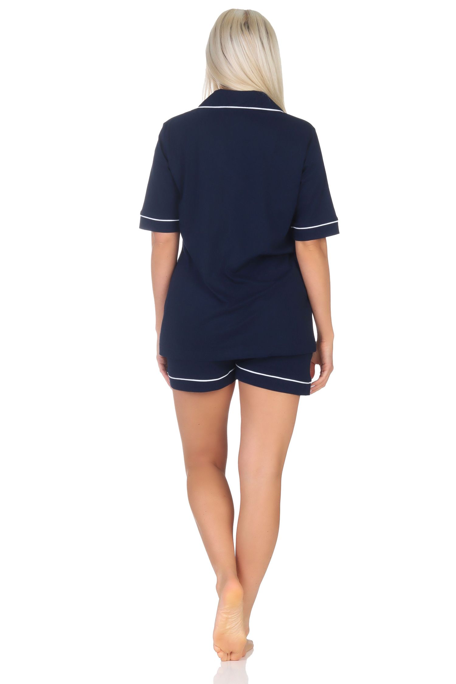 Normann Damen kurzarm Shorty Pyjama in klassischen Style aus Jersey – auch in Übergröße